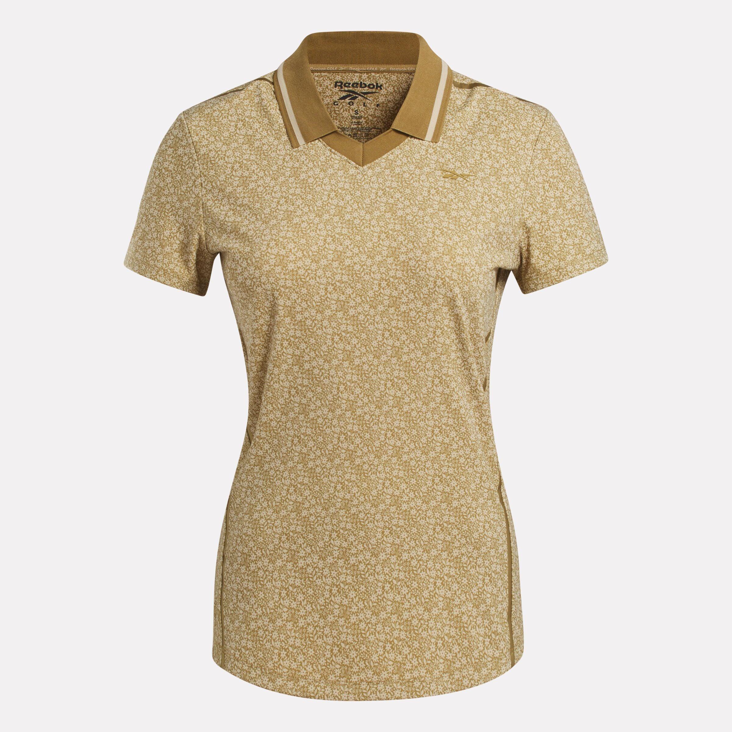 Women's Cap Sleeve Johnny Collar Micro Floral Polo Shirt Female Product Image