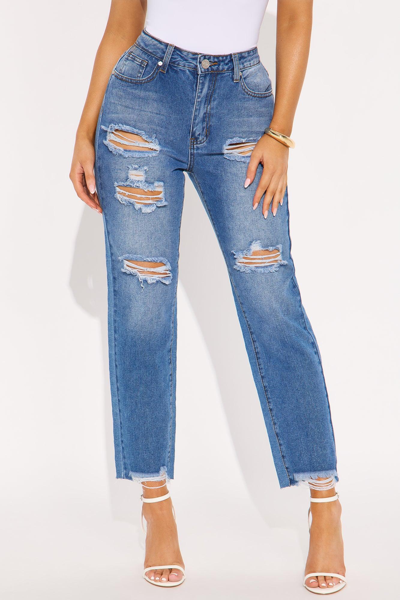 Straight Into It Ripped Straight Leg Jeans - Medium Wash Female Product Image