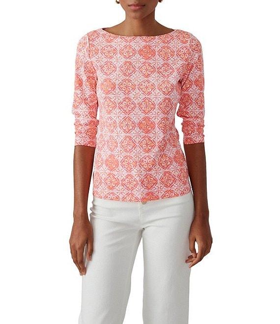 J.McLaughlin Wavesong Knit Boat Neck 3/4 Sleeve Top Product Image