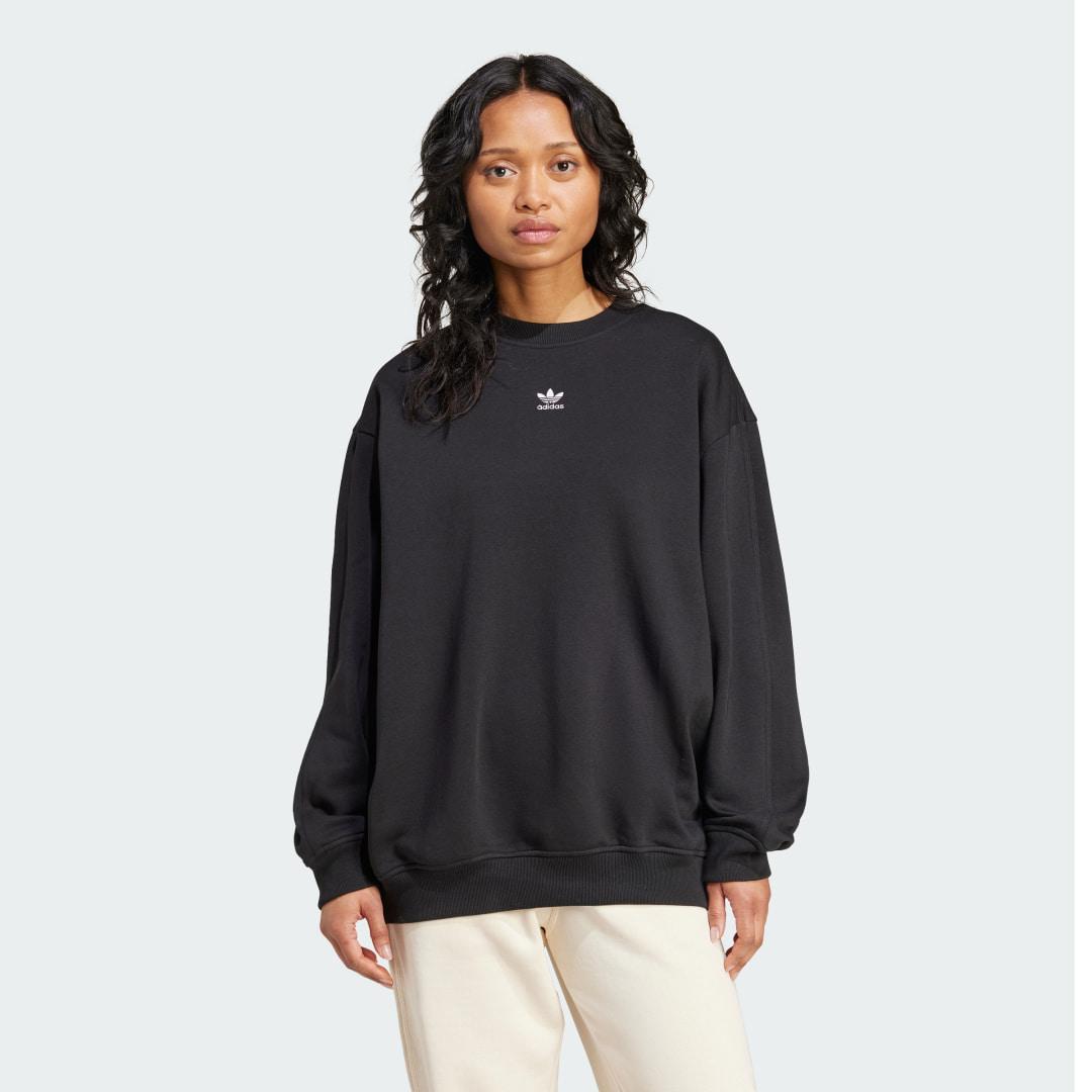 adidas Womens adidas Originals Fleece Oversized Crewneck Sweater - Womens Black Product Image