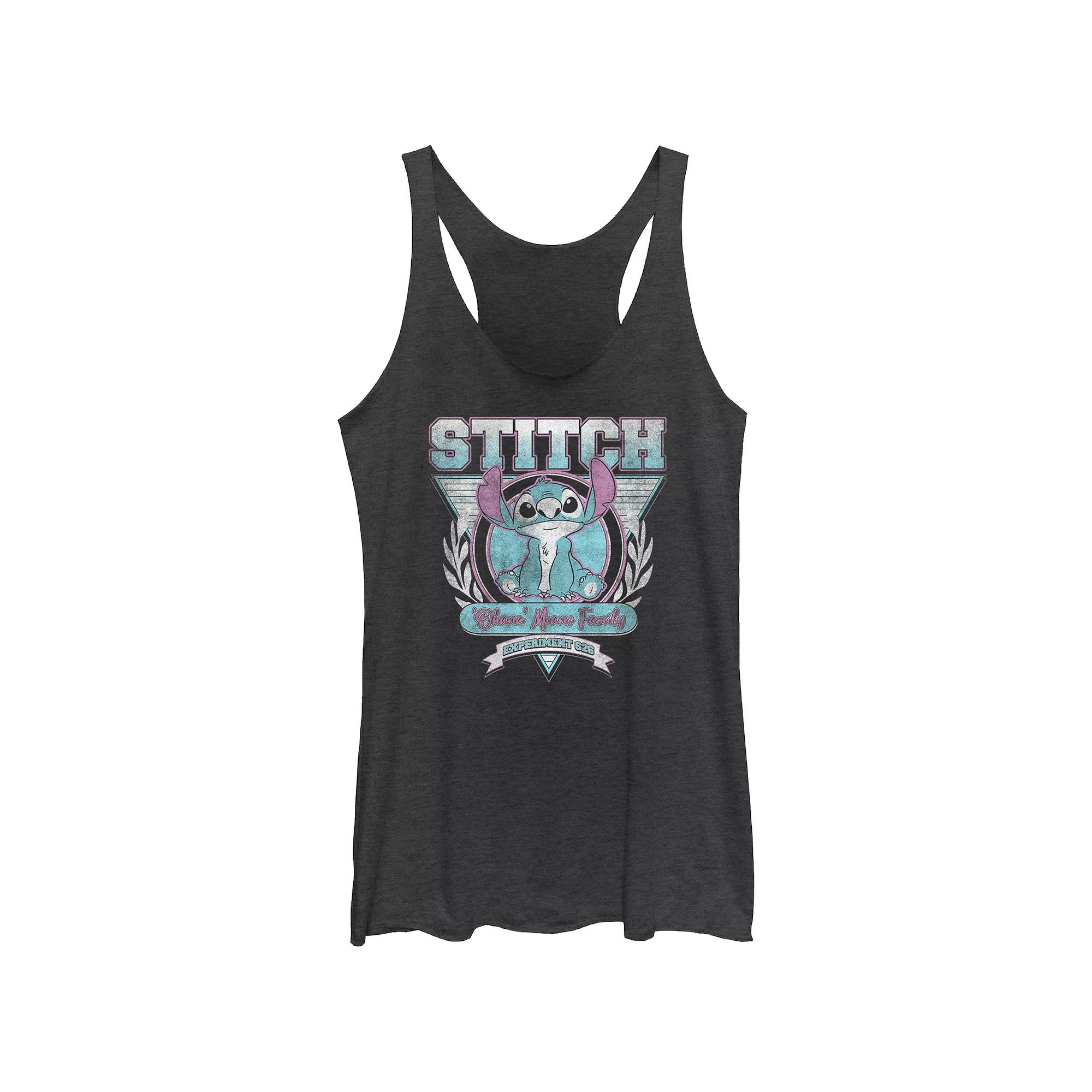 Disney's Lilo & Stitch Women's Ohana Means Family Stitch Crest Tri-Blend Racerback Tank Top, Girl's,  Product Image