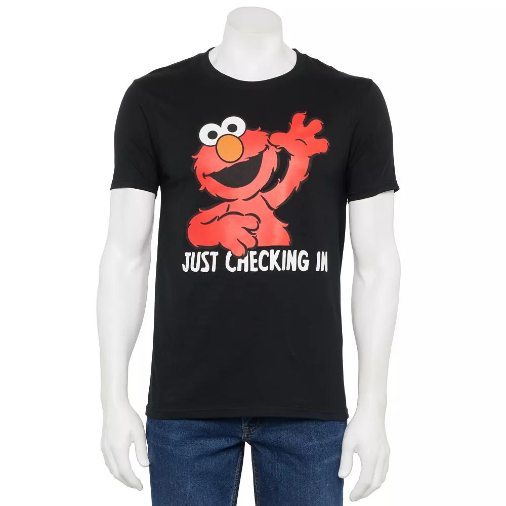 Men's Sesame Street Elmo Just Checking In Graphic Tee, Size: Large, Black Product Image