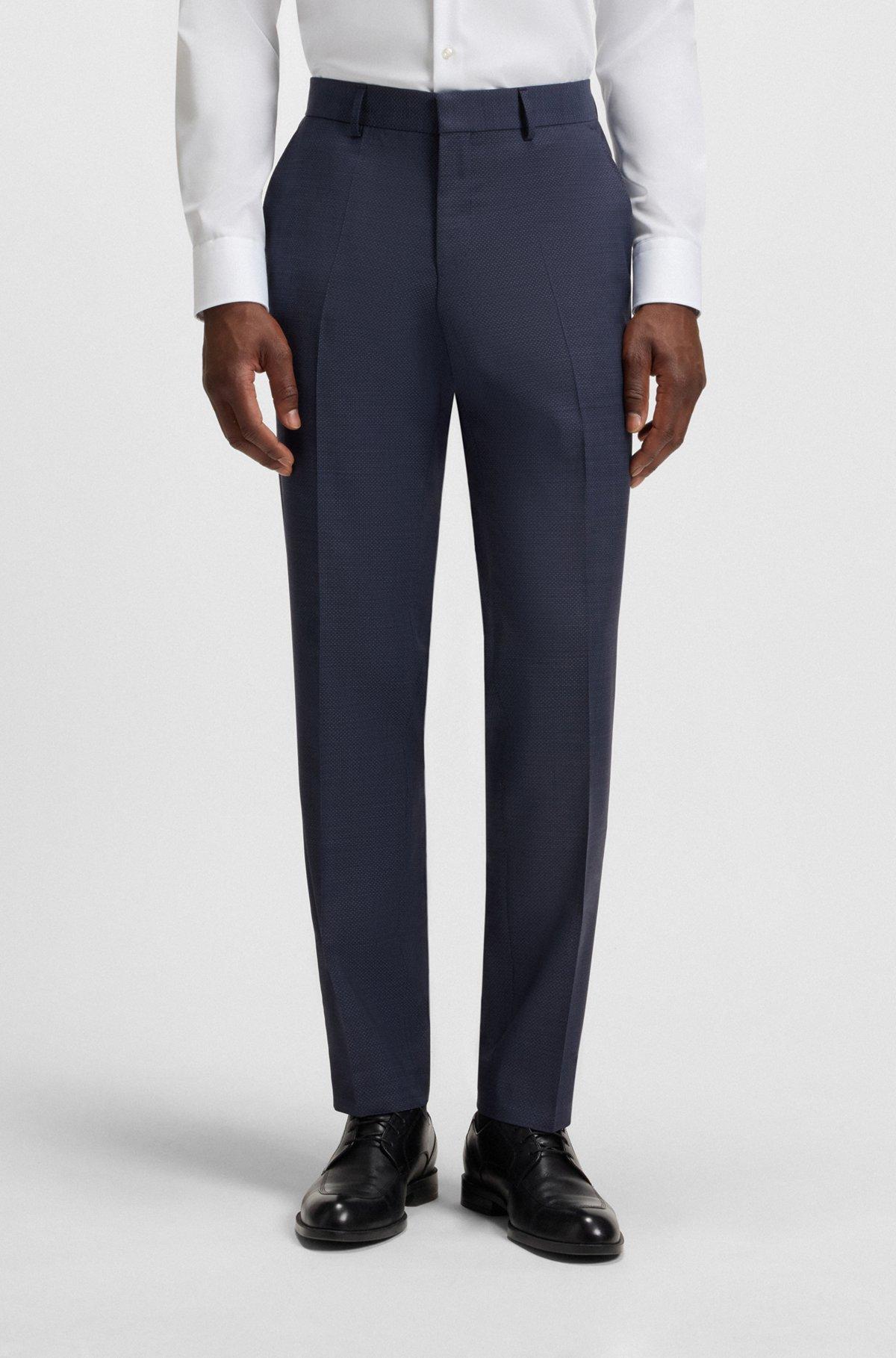 BOSS - Regular-fit suit in micro-patterned wool - Dark Blue Product Image