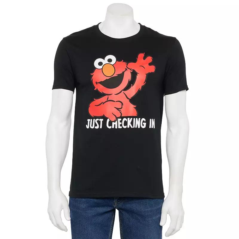 Men's Sesame Street Elmo Just Checking In Graphic Tee, Size: Large, Black Product Image