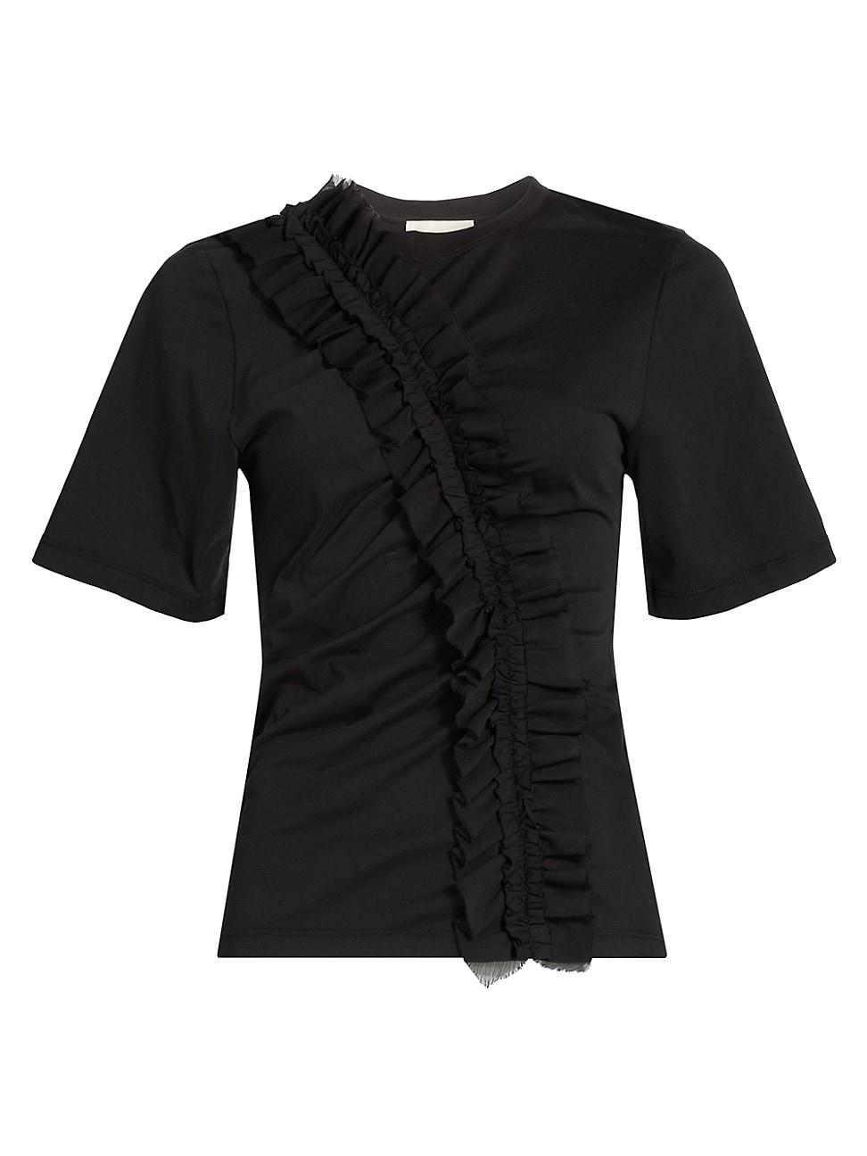 Womens Vivi Ruffled Cotton T-Shirt Product Image