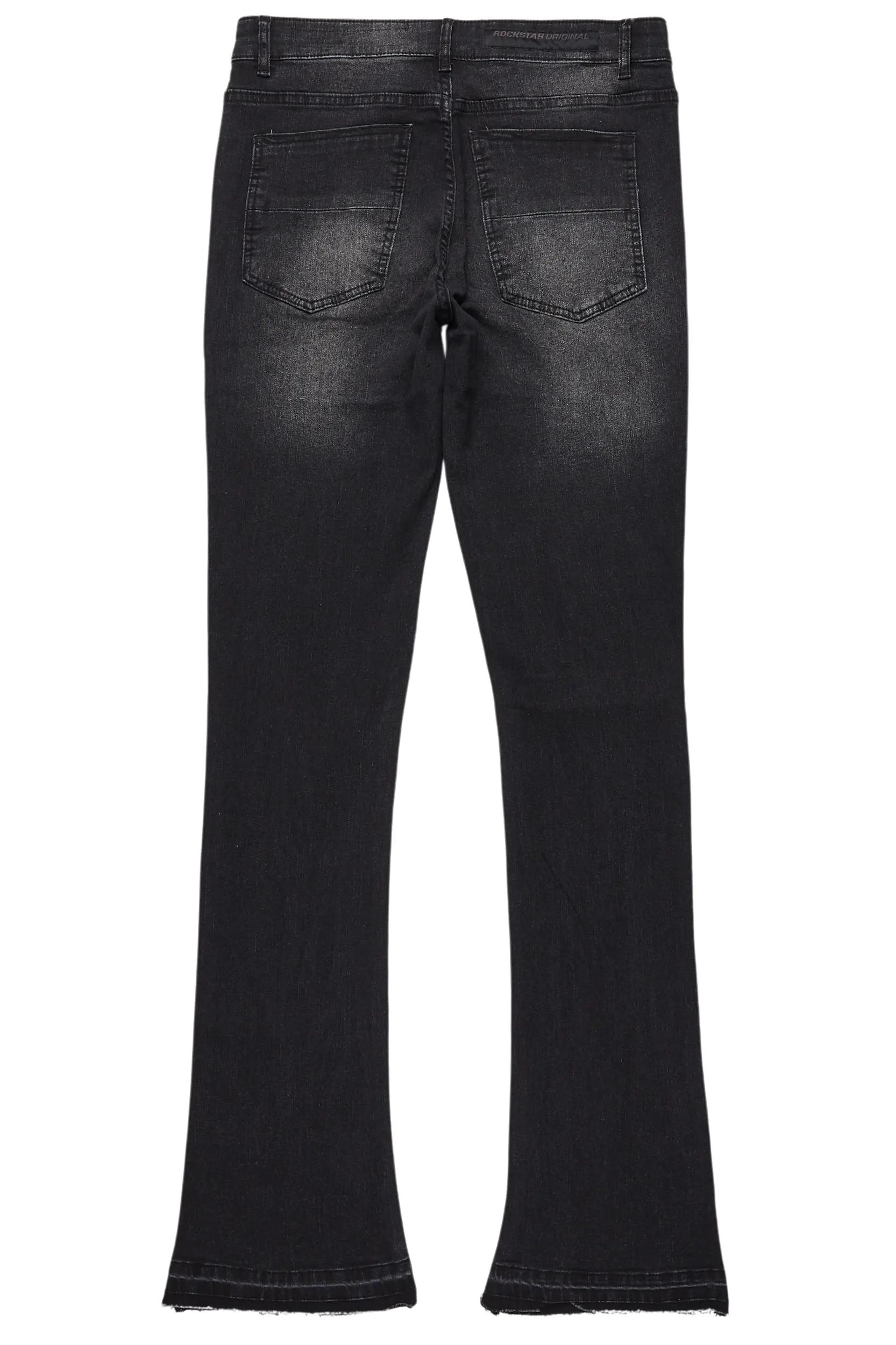 Samba Dark Grey Rhinestone Stacked Flare Jean Male Product Image