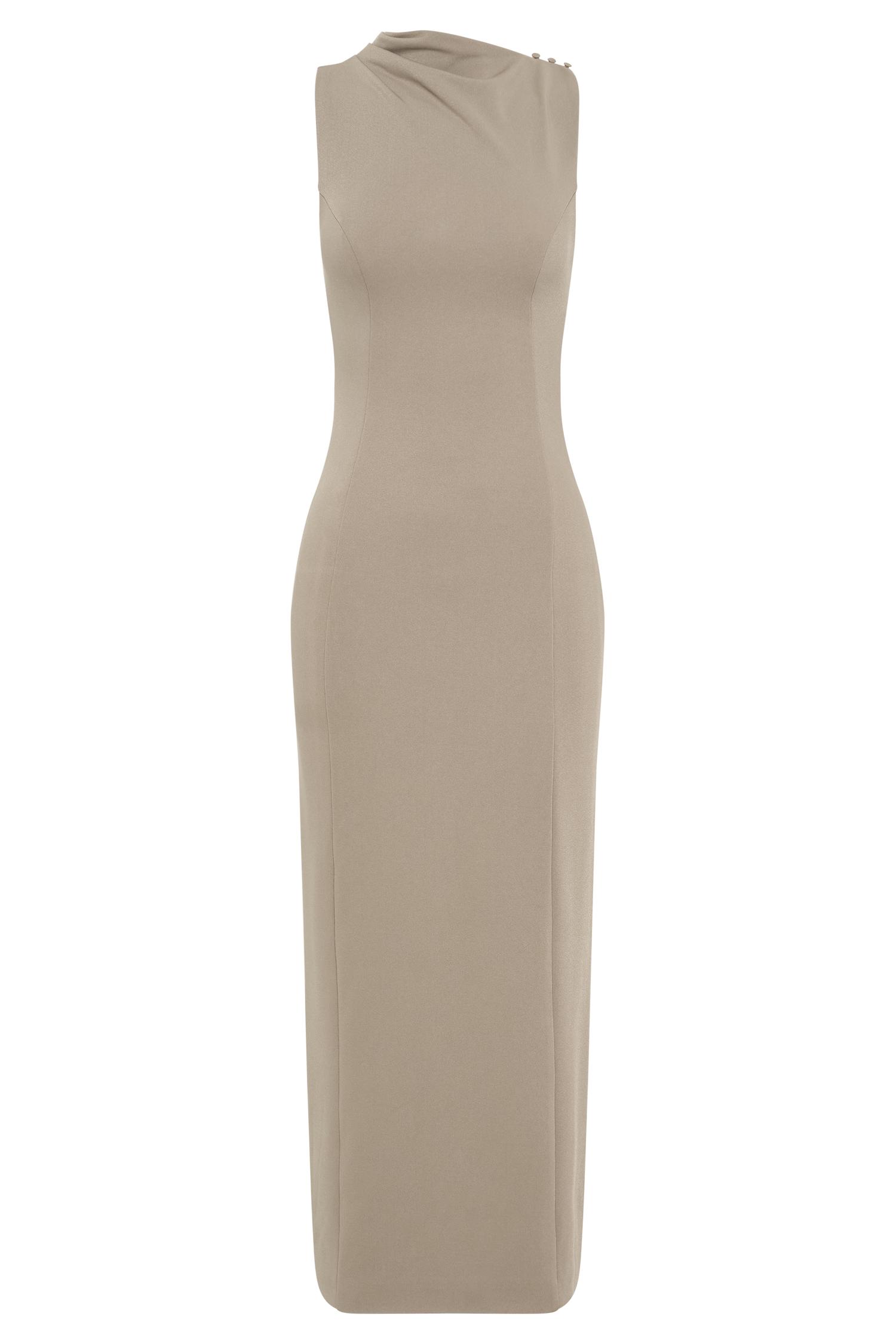 Taylor Draped Stretch Crepe Midi Dress - Mushroom Product Image