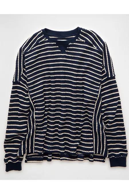 AE Big Hug Crew Neck Waffle Sweatshirt Women's Product Image