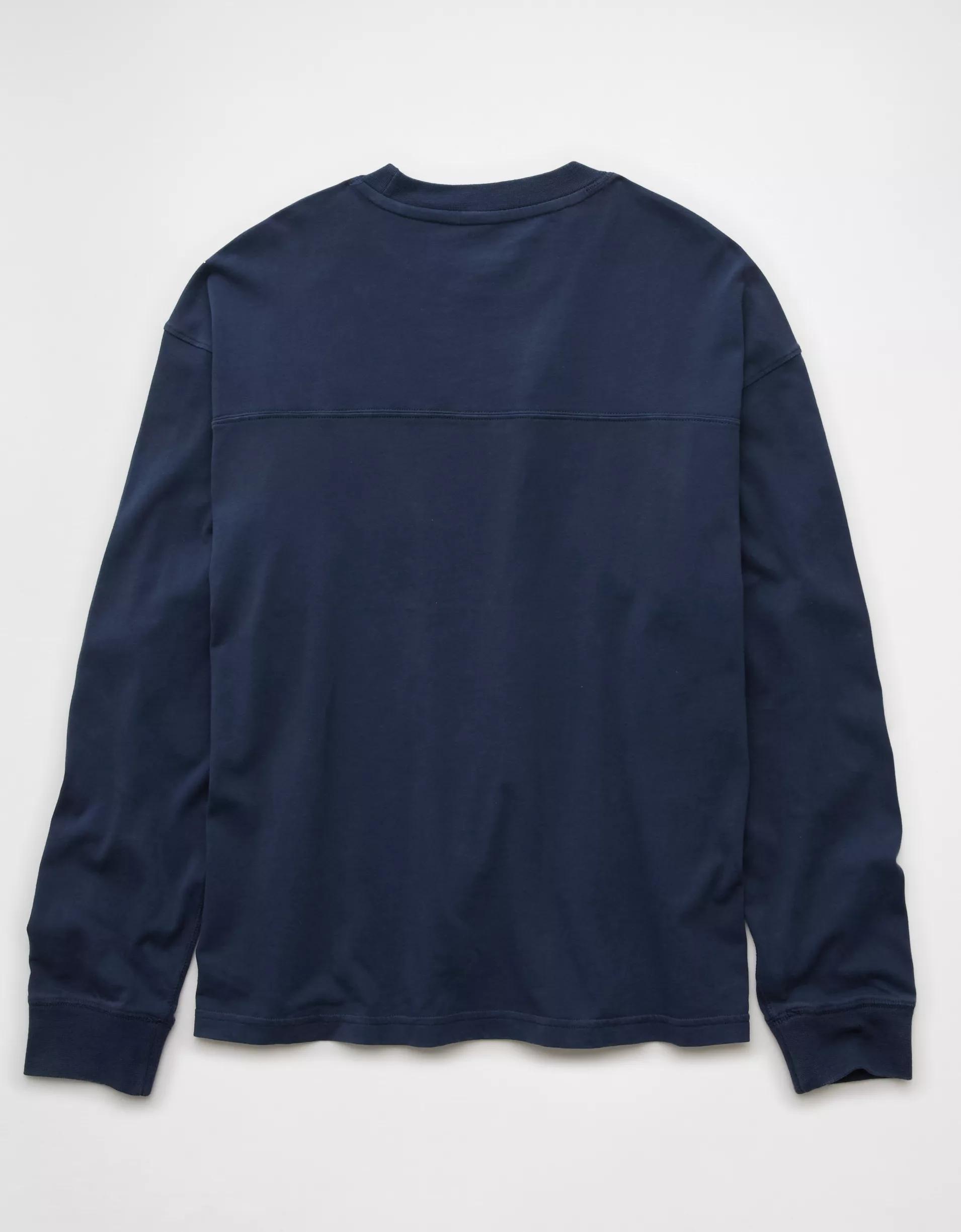 AE Long-Sleeve Boxy Sueded Jersey T-Shirt Product Image