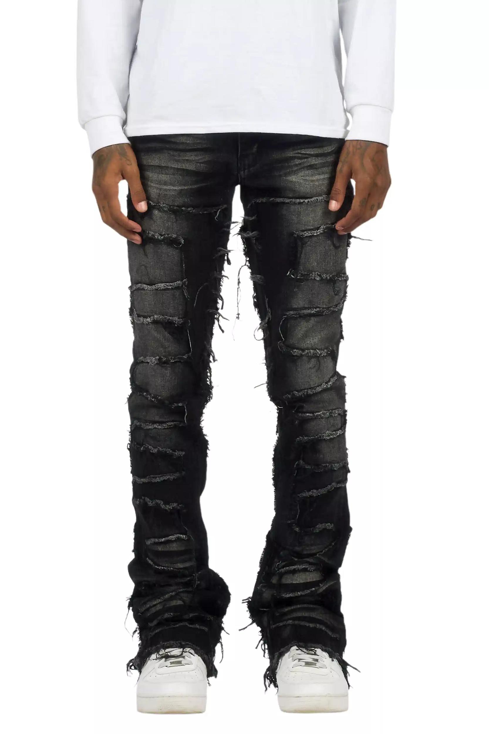 Shake Dark Grey Stacked Flare Jean Male Product Image