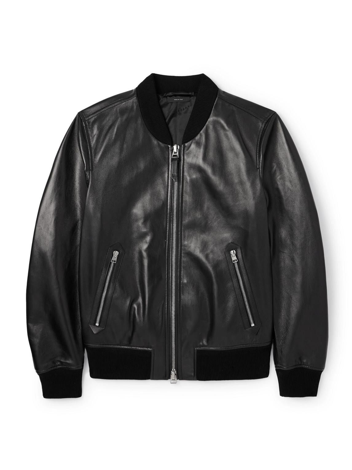 TOM FORD Black Shiny Nappa Plonge Leather Jacket In Multi Product Image