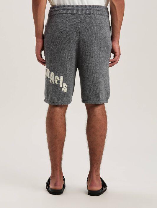 Curved logo embroidered knit shorts Product Image