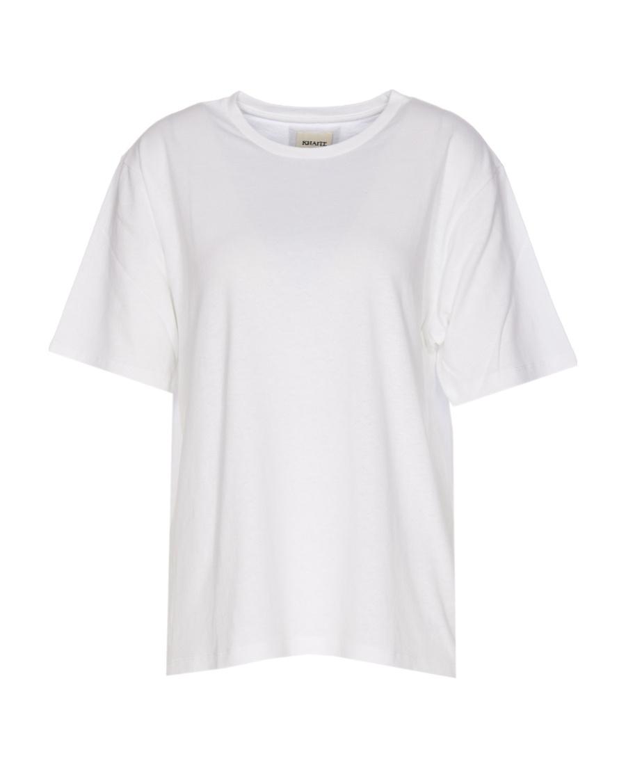 KHAITE Womens White Mae Brand-patch Cotton-jersey T-shirt In Cream Product Image