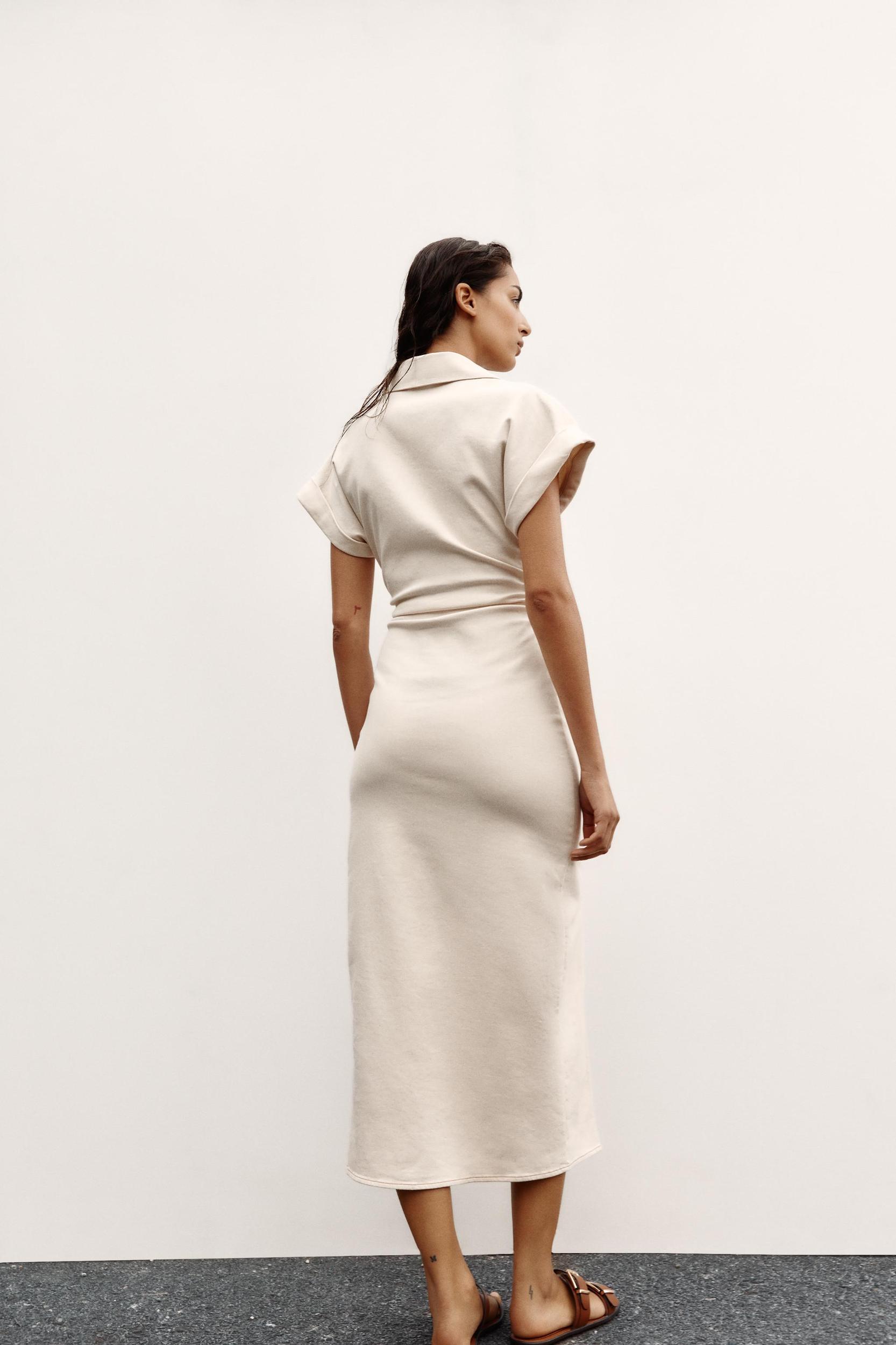 RUCHED WAIST MIDI DRESS Product Image