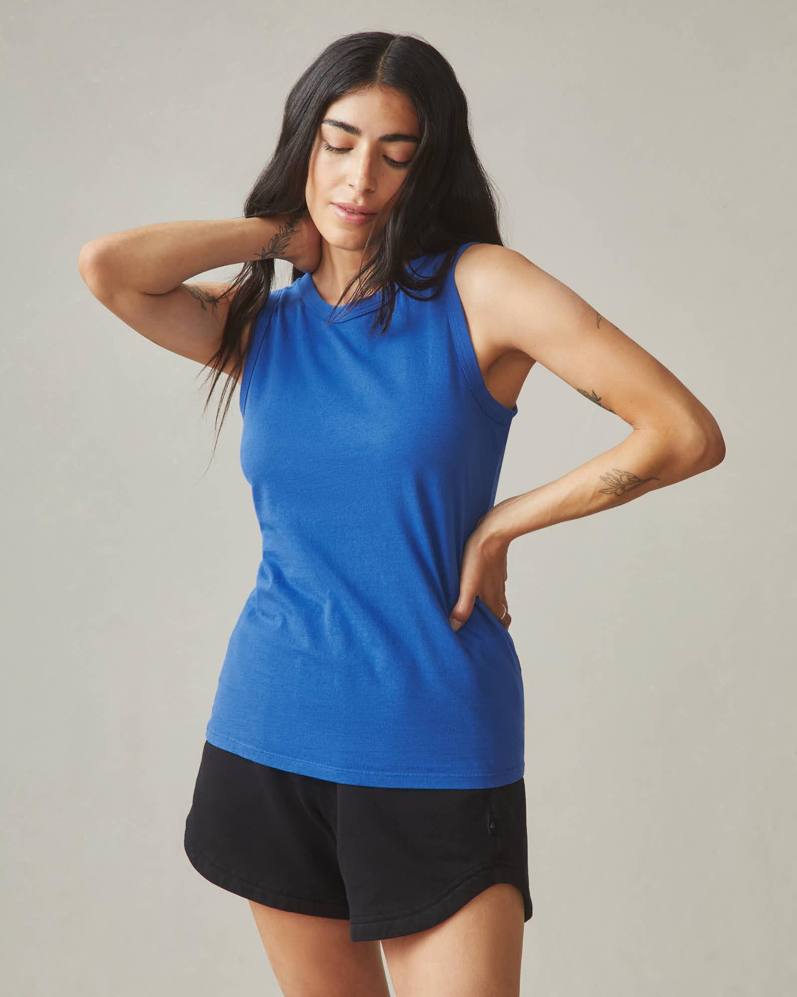 Women's Classic Cotton Muscle Tank - Blue Aura Female Product Image