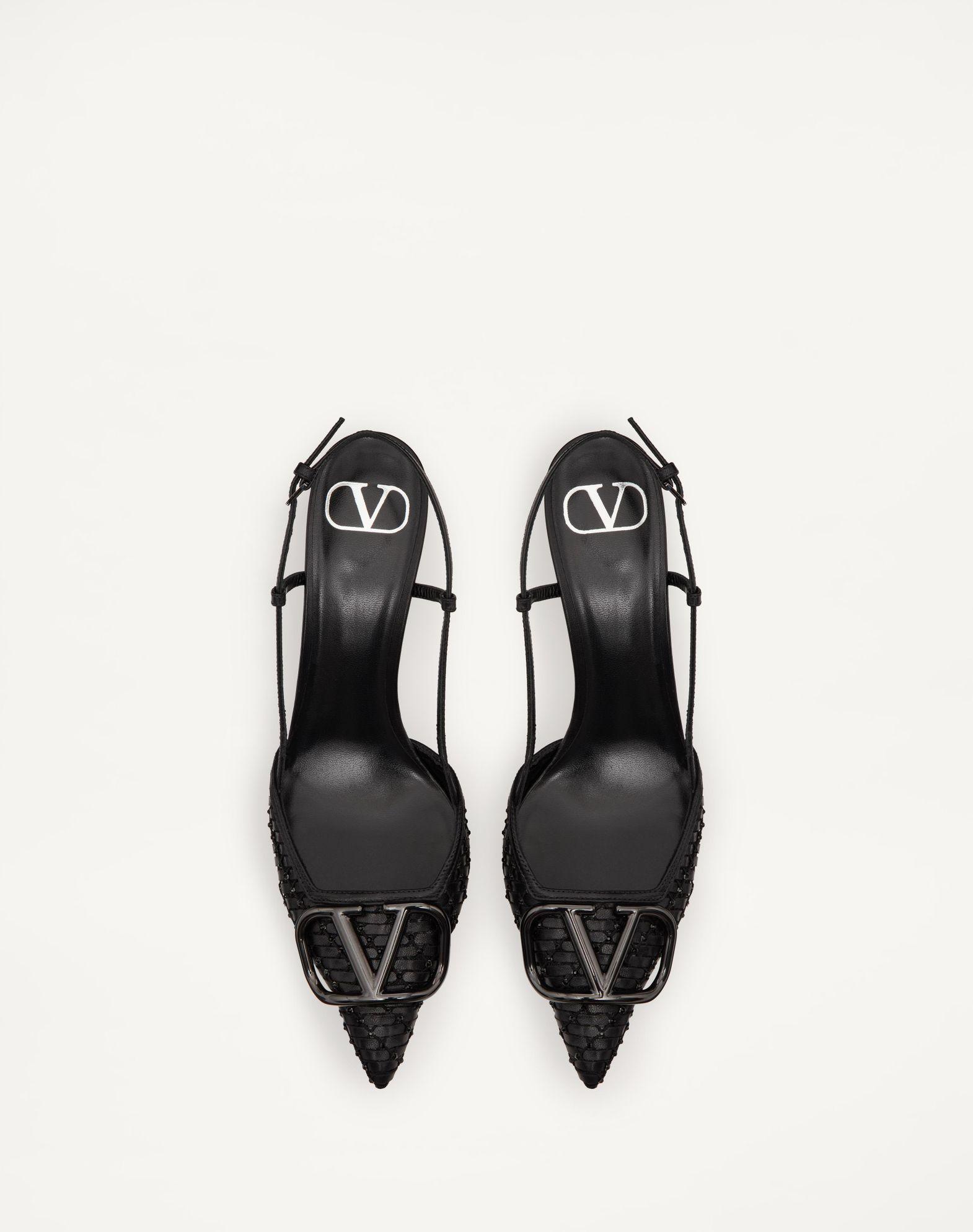 Vlogo Signature Slingback Pump In Woven Leather With 80Mm Crystals Product Image