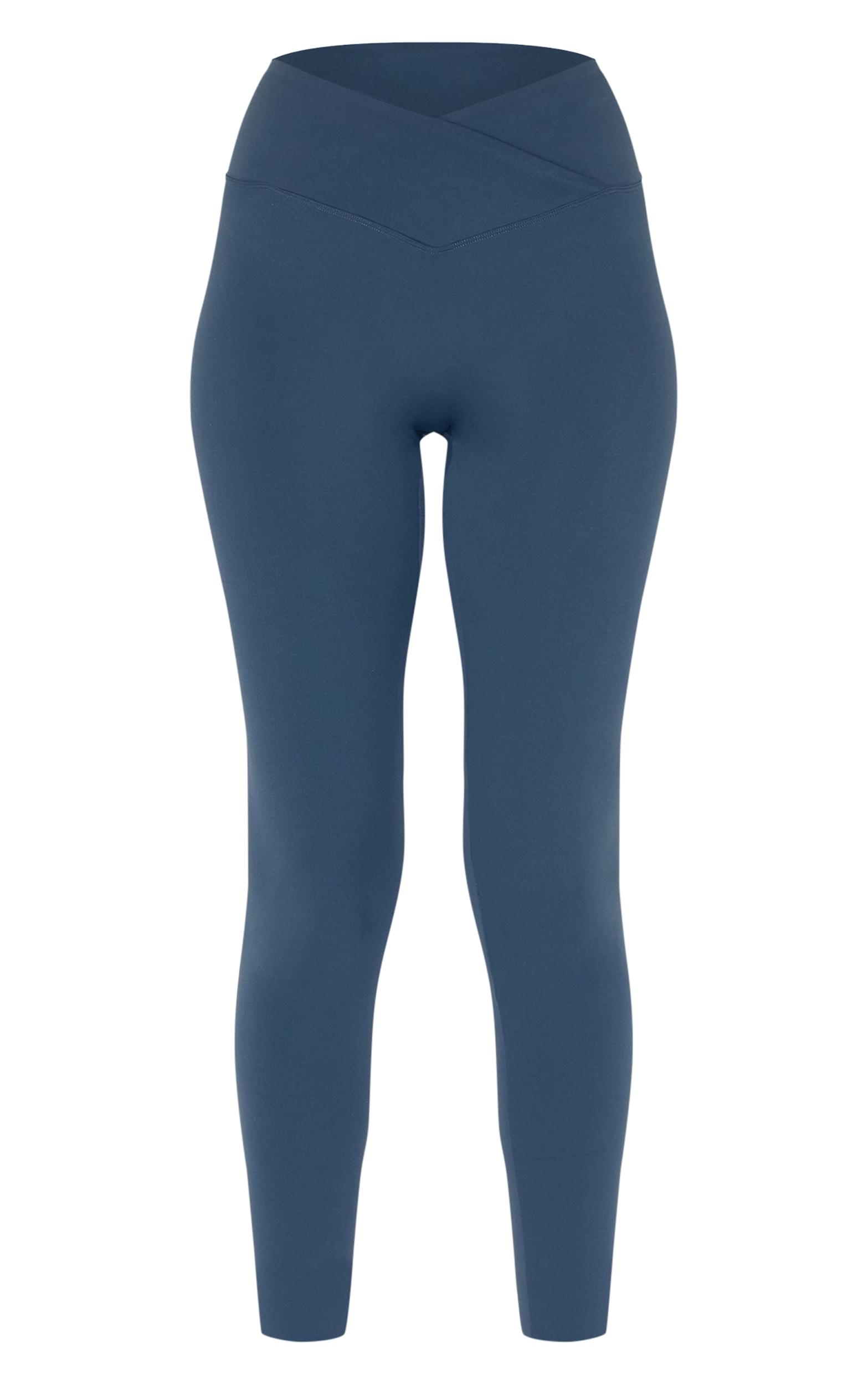 Midnight Blue Sculpt Wrap Waist Gym Leggings Product Image