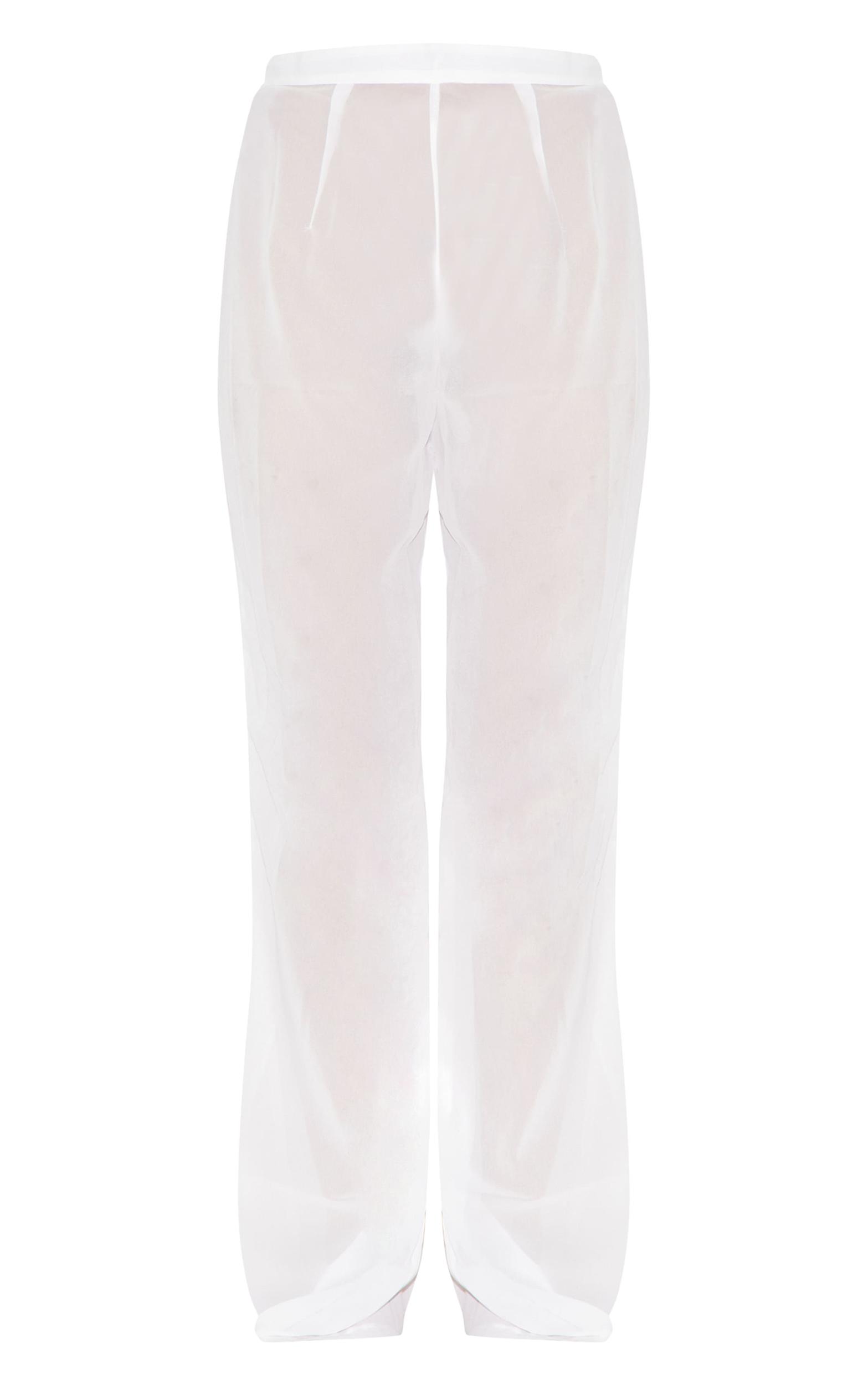White Chiffon Straight Leg Beach Pants Product Image