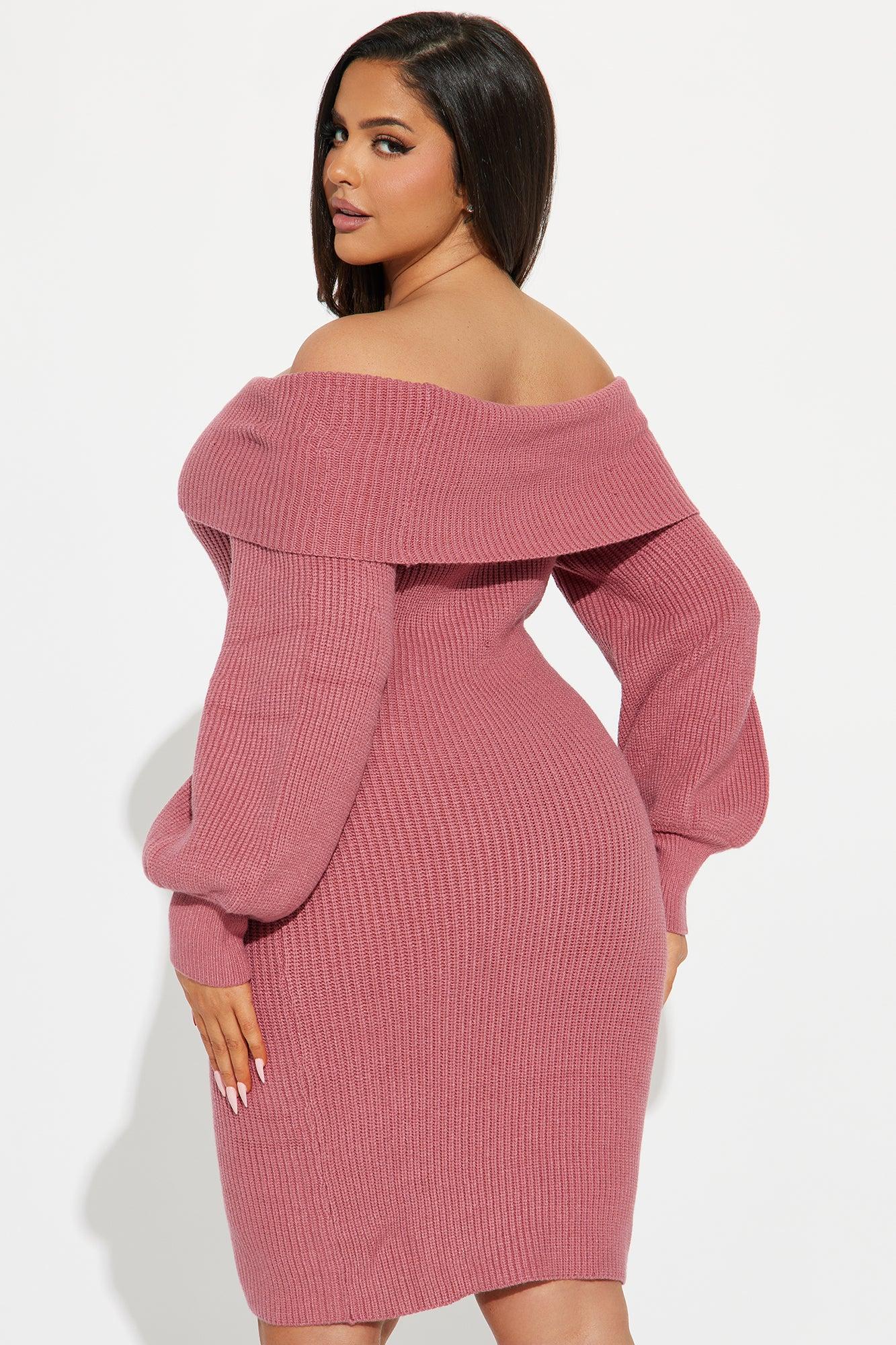 Faith Sweater Mini Dress - Pink Product Image