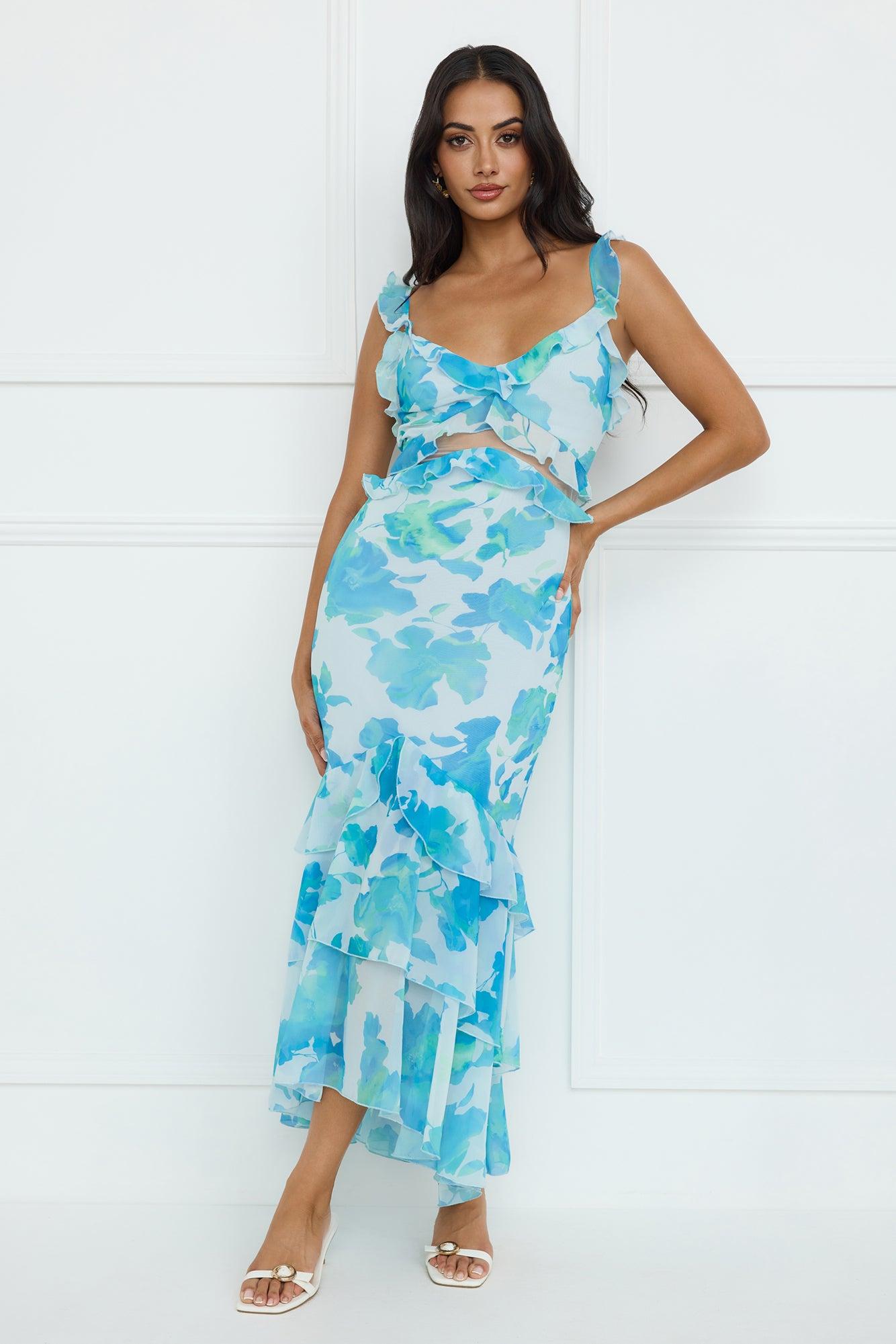 Ocean Waters Midi Dress Blue Product Image