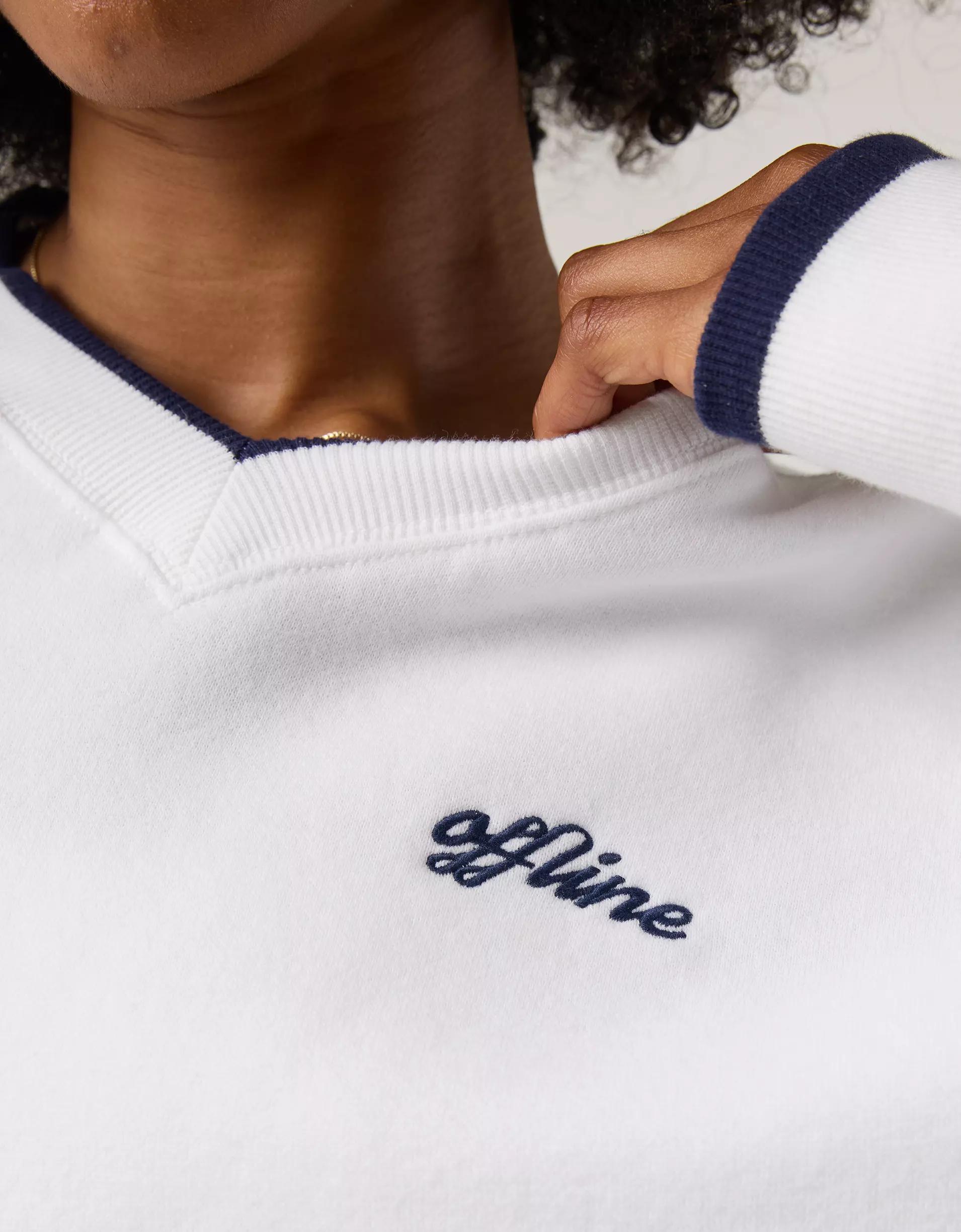 OFFLINE By Aerie Cloud Fleece V-Neck Crew Sweatshirt Product Image