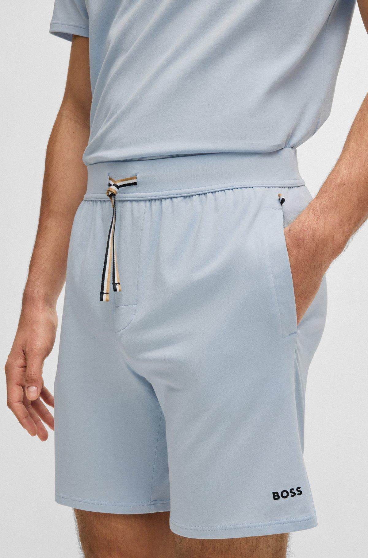 Stretch-cotton pajama shorts with logo print Product Image