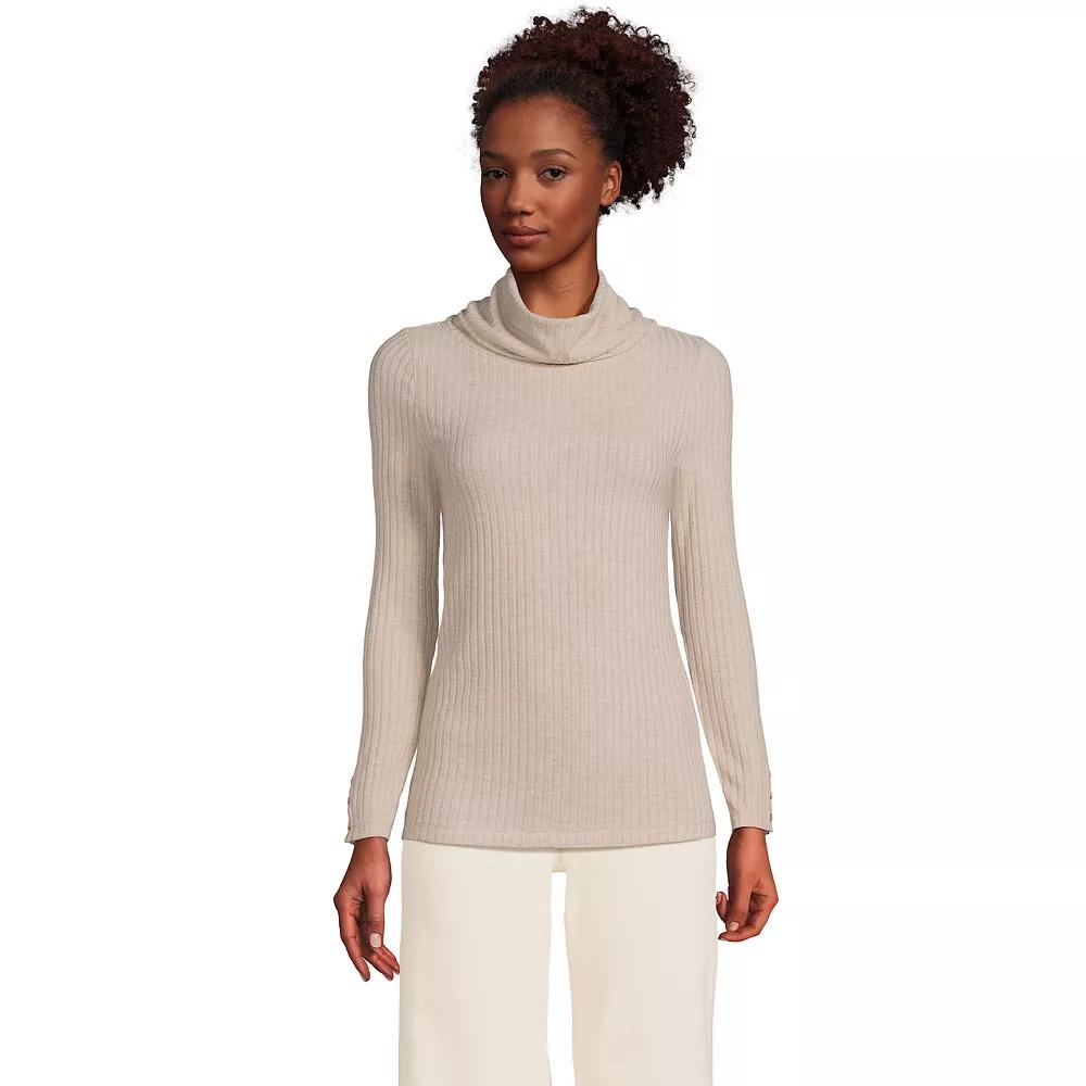 Women's Lands' End Long-Sleeve Wide Rib Turtleneck,  Product Image