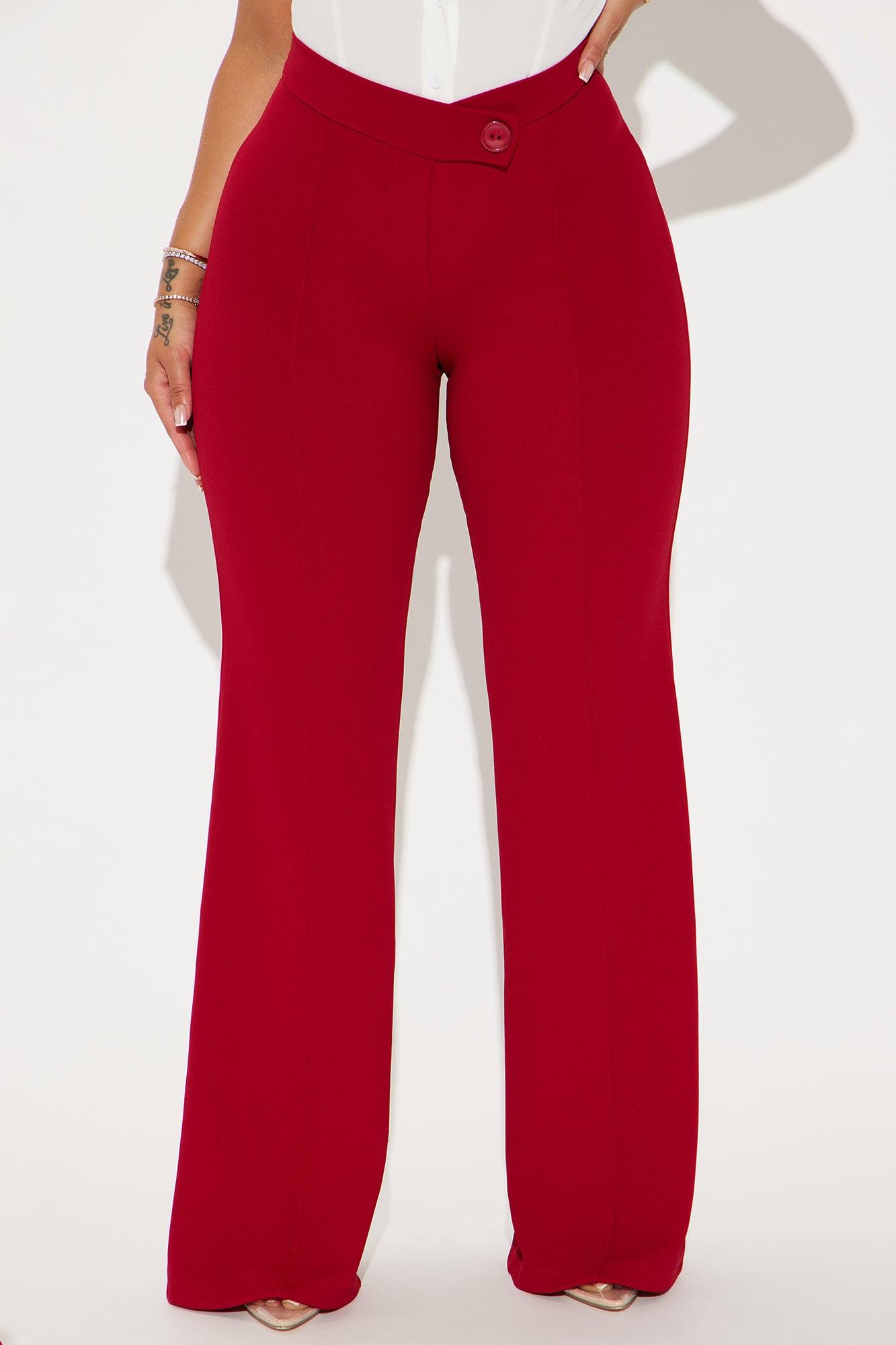 Call It Even Wide Leg Dress Pants - Red Product Image