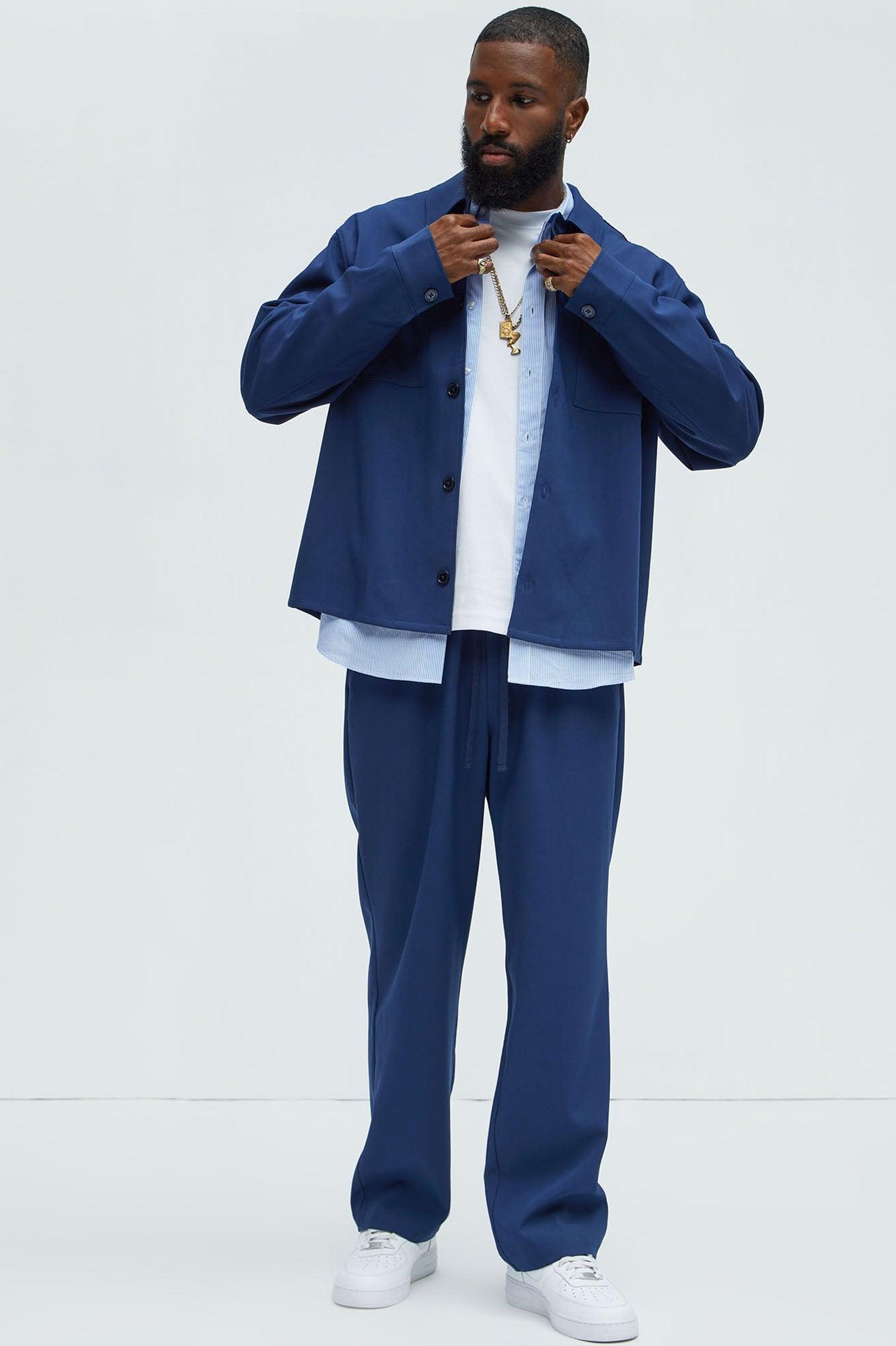 Ronan Straight Trousers - Navy Product Image