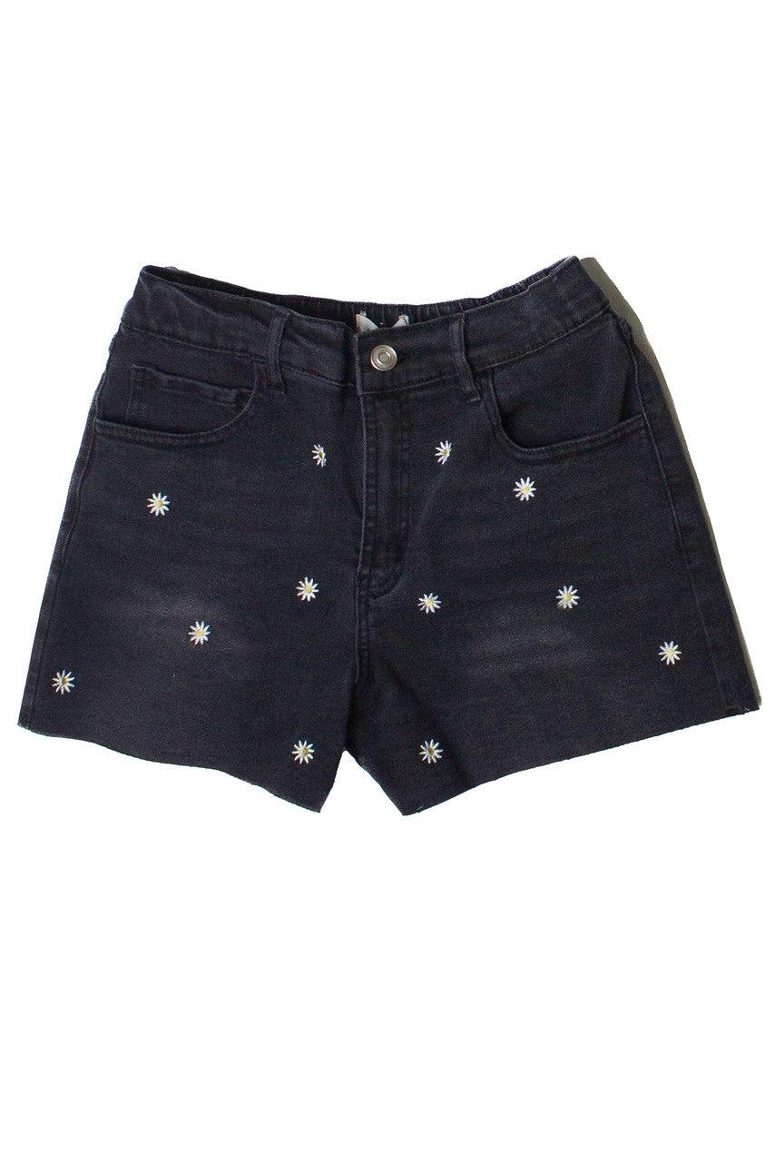 Embroidered Cut Off Denim Shorts Product Image