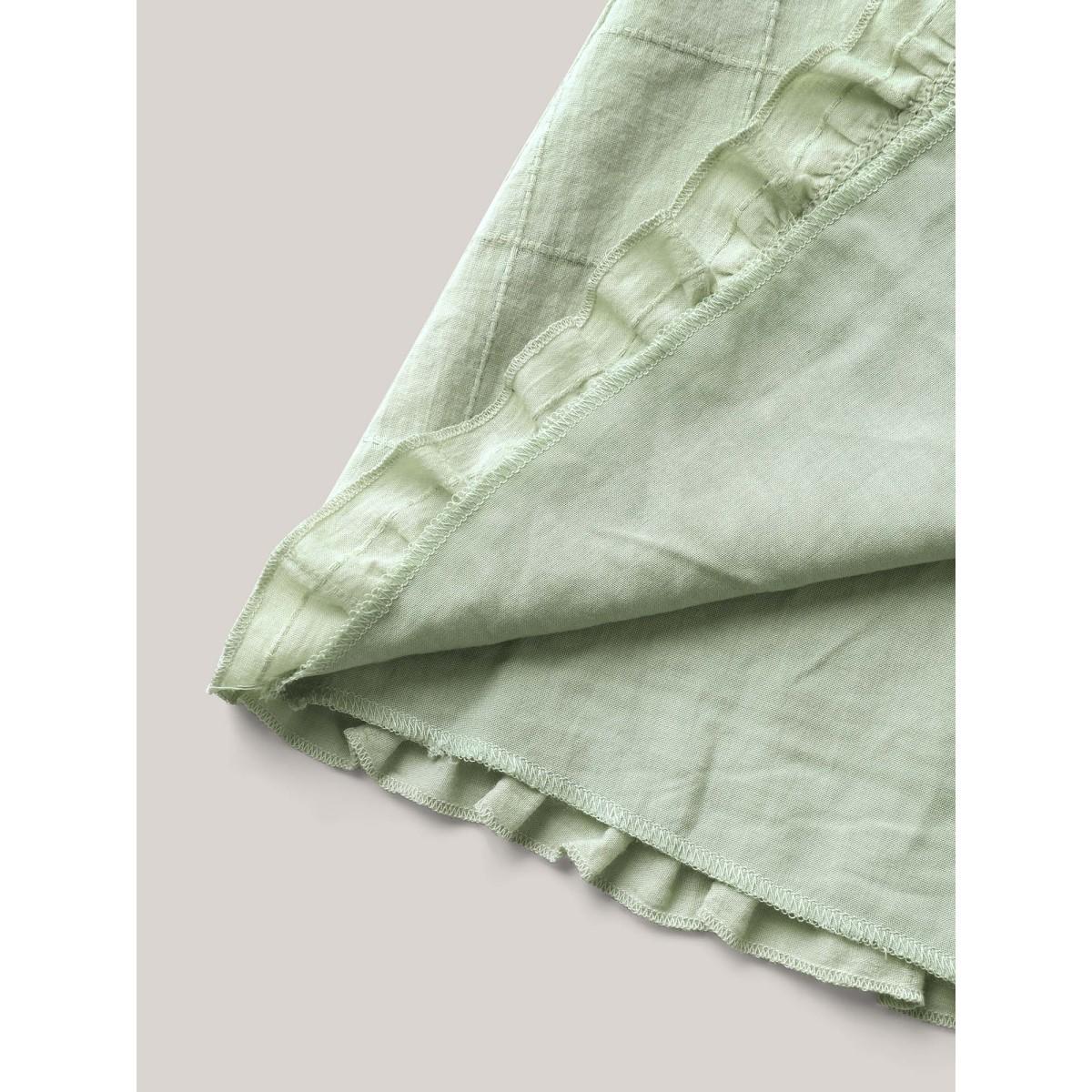 Plus Size Cotton Textured Ruffled Hem Tank Top Women Greenbean Texture V-neck Everyday-Casual Tank Tops Camis BloomChic 22-24/3X Product Image