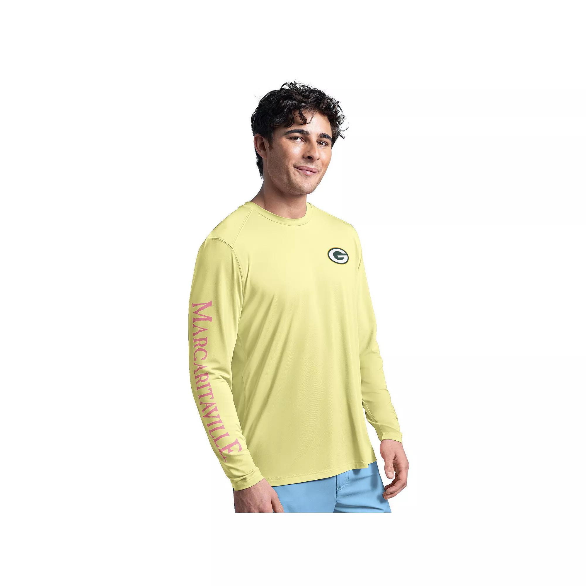 Men's G-III Sports by Carl Banks Yellow Green Bay Packers Margaritaville Rock Harbor Long Sleeve Rashguard Top,  Product Image