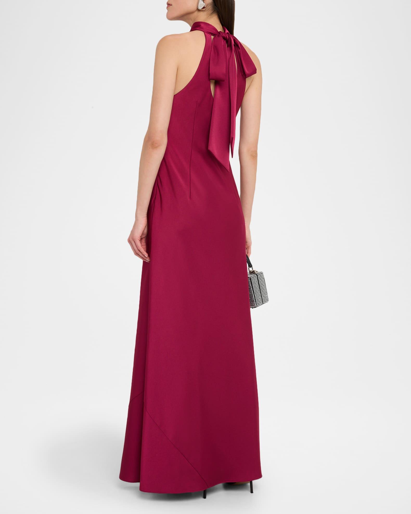 Cowl-Neck Crepe Back Satin Gown Product Image
