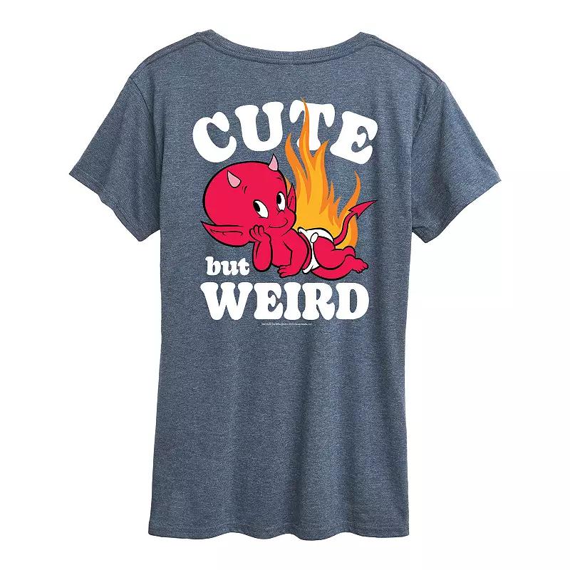 Womens Hot Stuff Cute But Weird Graphic Tee, Girls Grey Blue Product Image