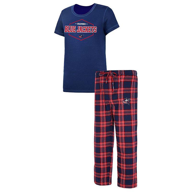Women's Concepts Sport Navy/Red Columbus Blue Jackets Badge T-Shirt & Pants Sleep Set, Size: Medium Product Image