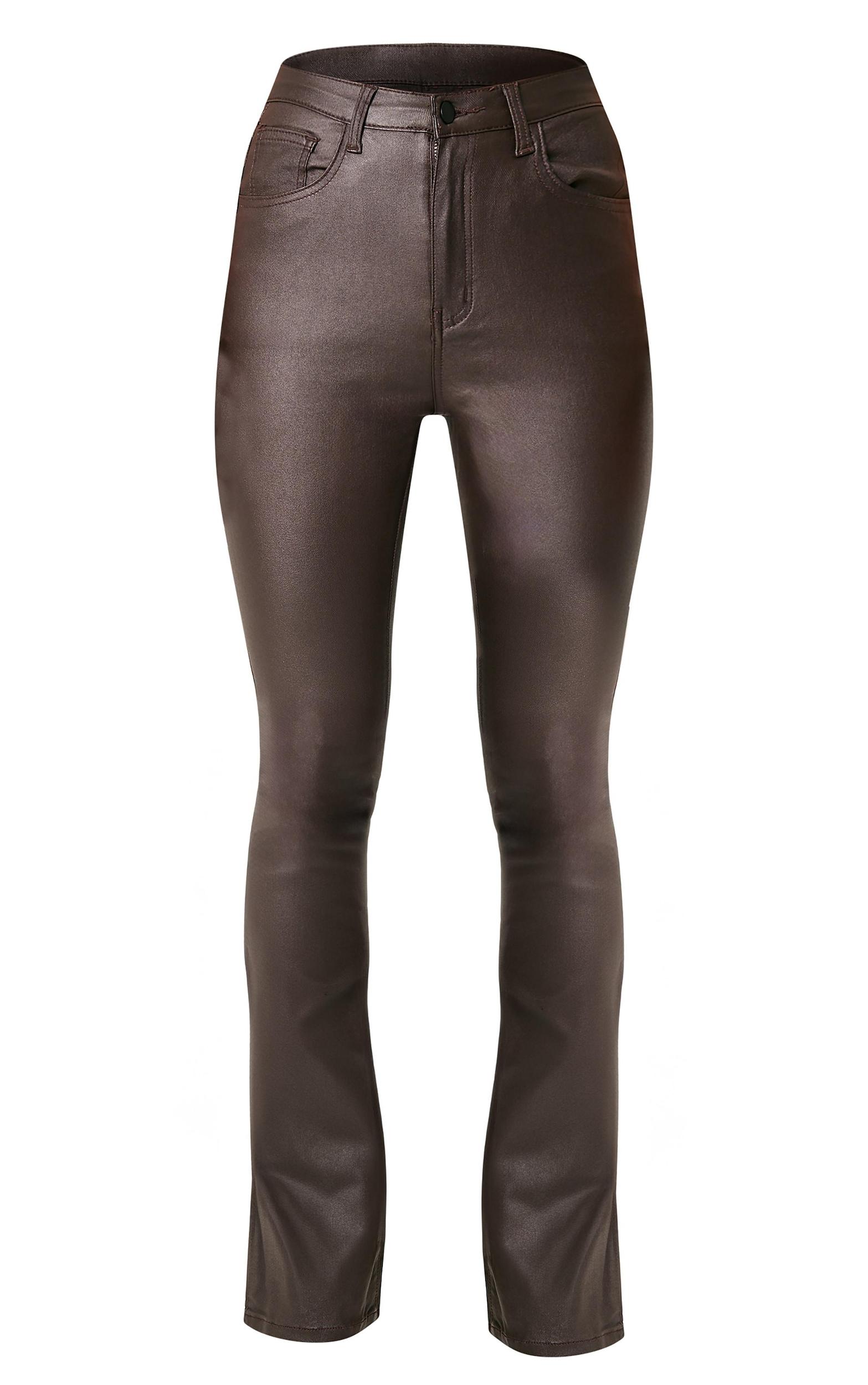 Chocolate Coated Denim Split Hem Flares Product Image