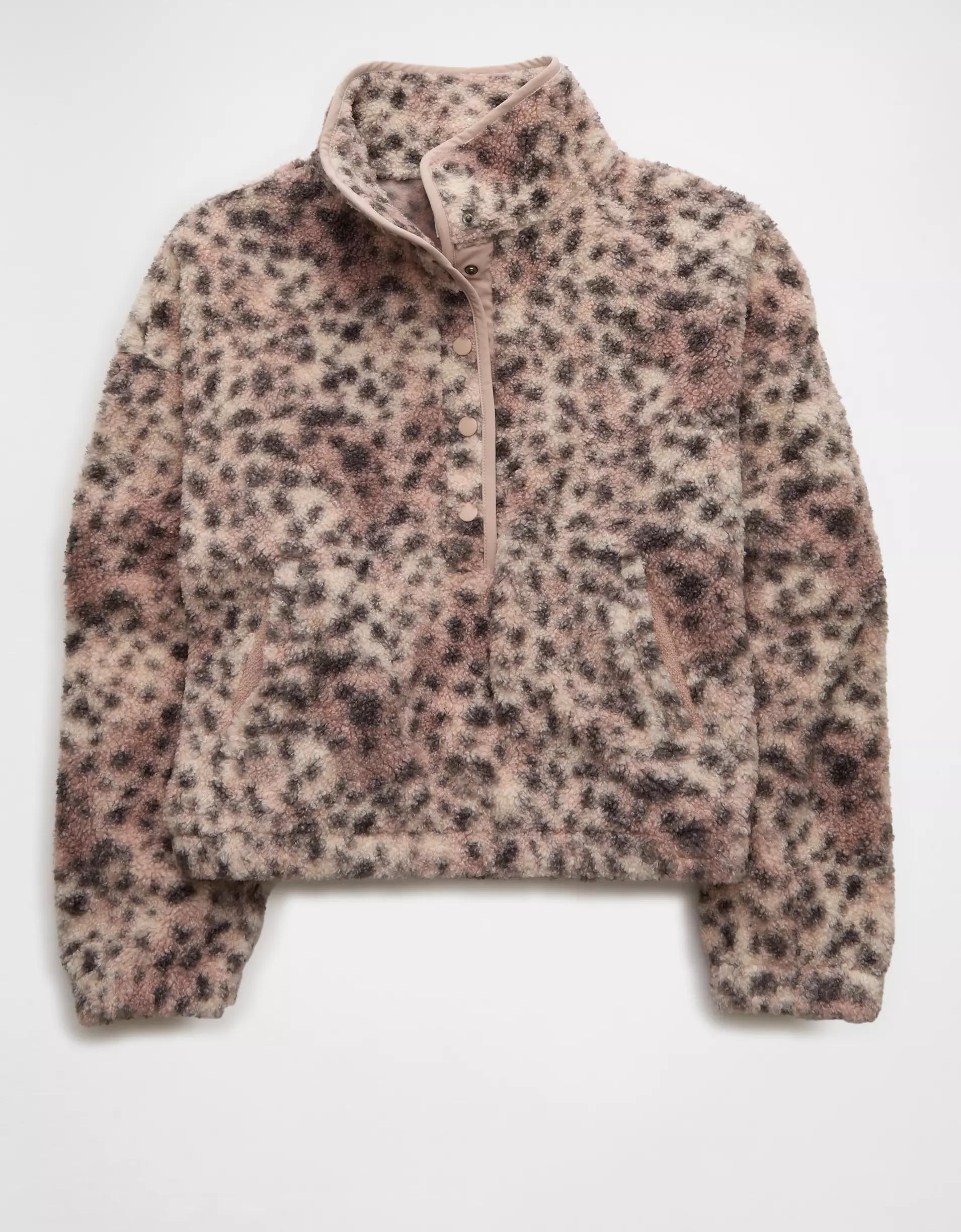 AE Sherpa Fleece Graphic Henley Sweatshirt Product Image