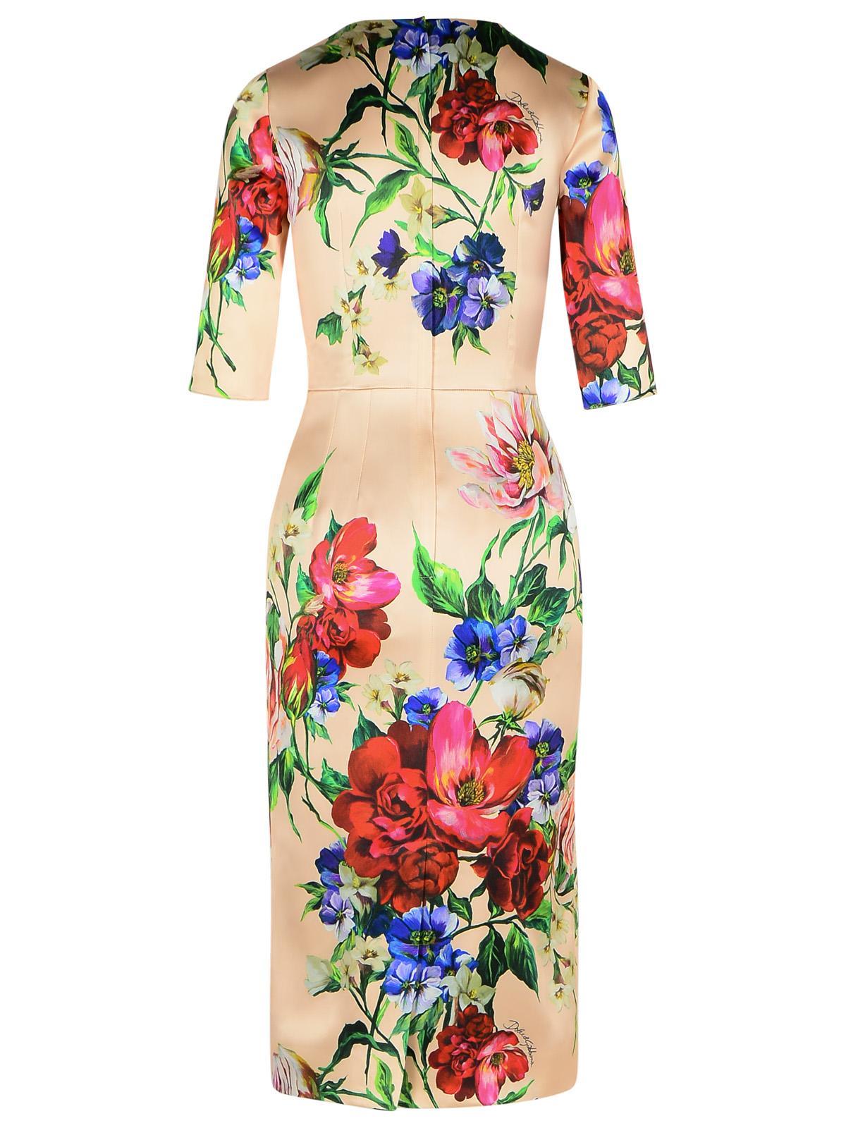 DOLCE & GABBANA Women Flower Print Midi Dress In Neutral Product Image