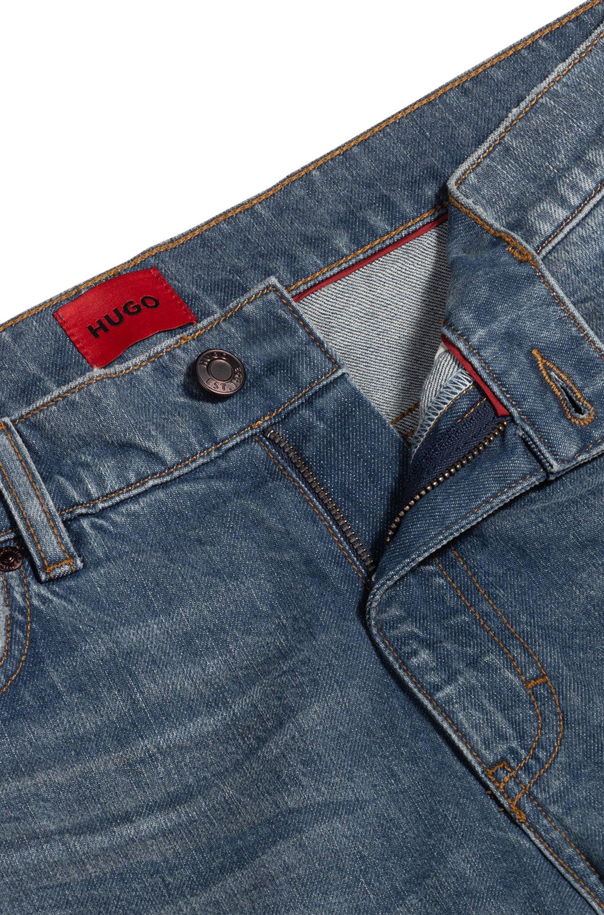 HUGO - Slim-fit jeans in gray-blue comfort-stretch denim - Blue Product Image