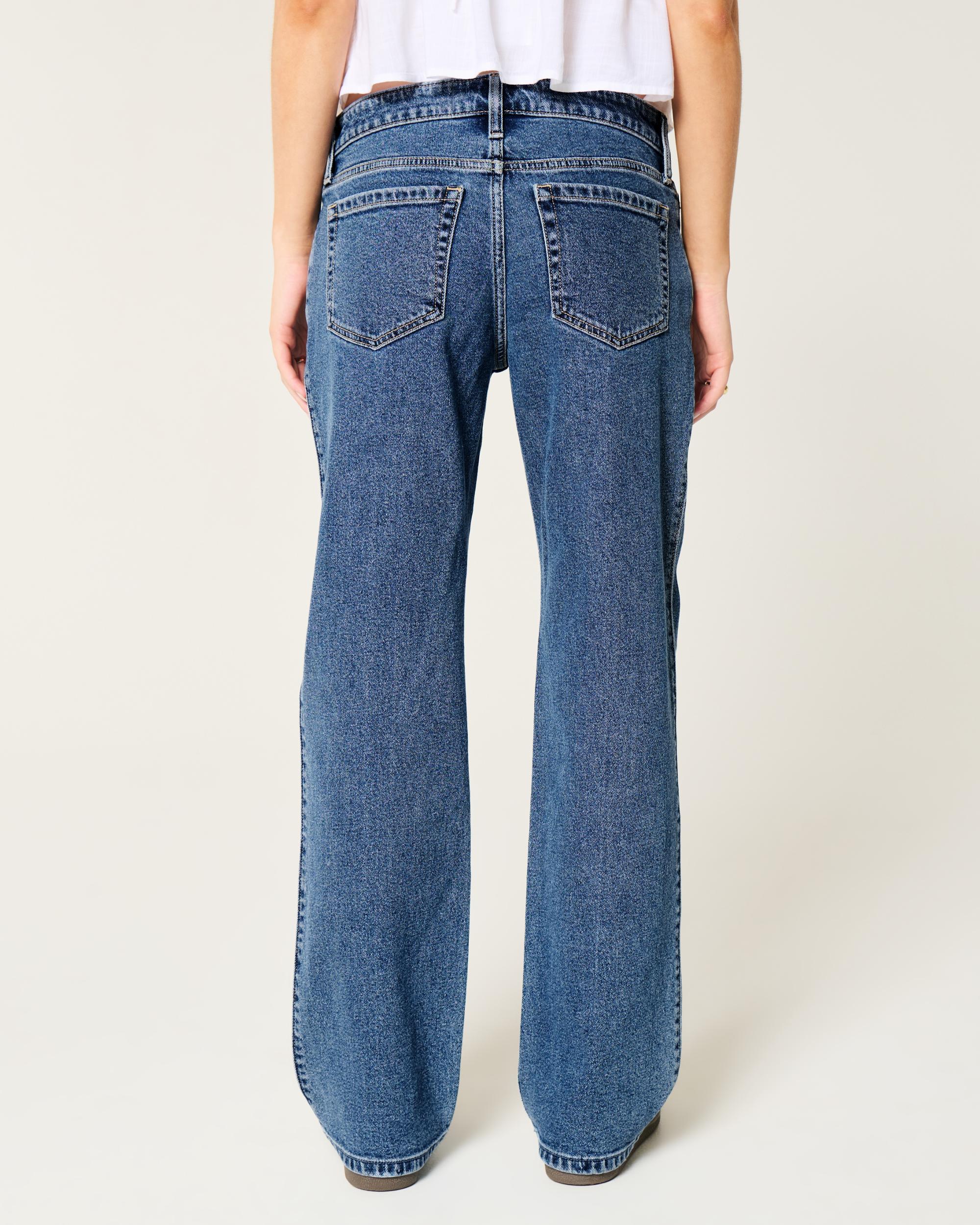 Low-Rise Medium Wash Relaxed Straight Jeans Product Image