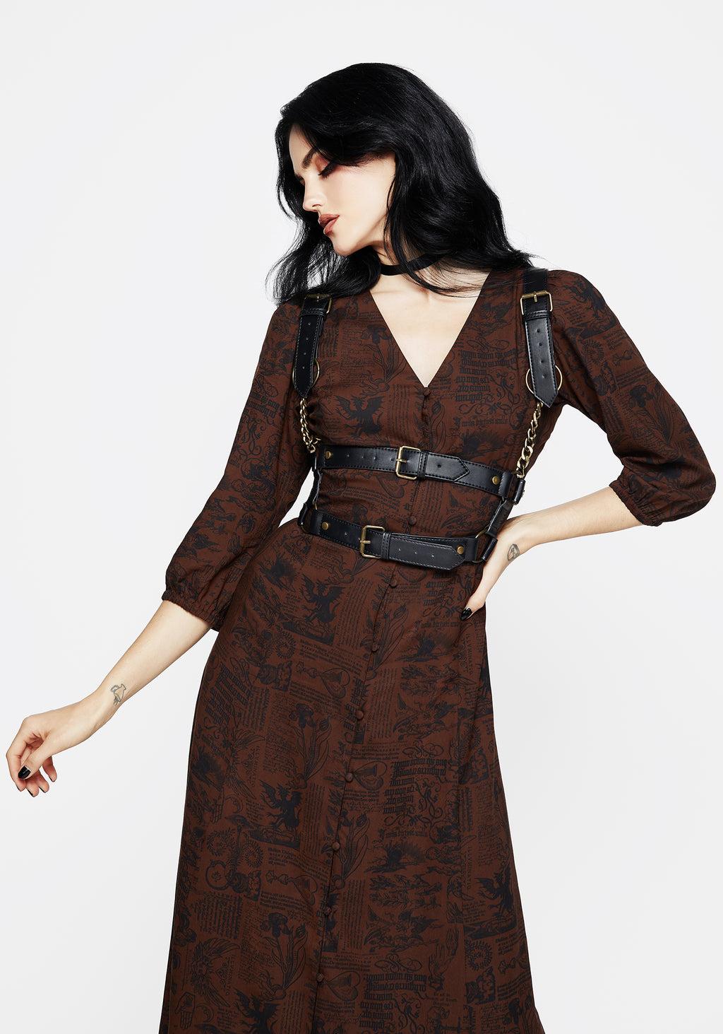Daemonologie Woodcut Print Button Up Midaxi Dress Product Image