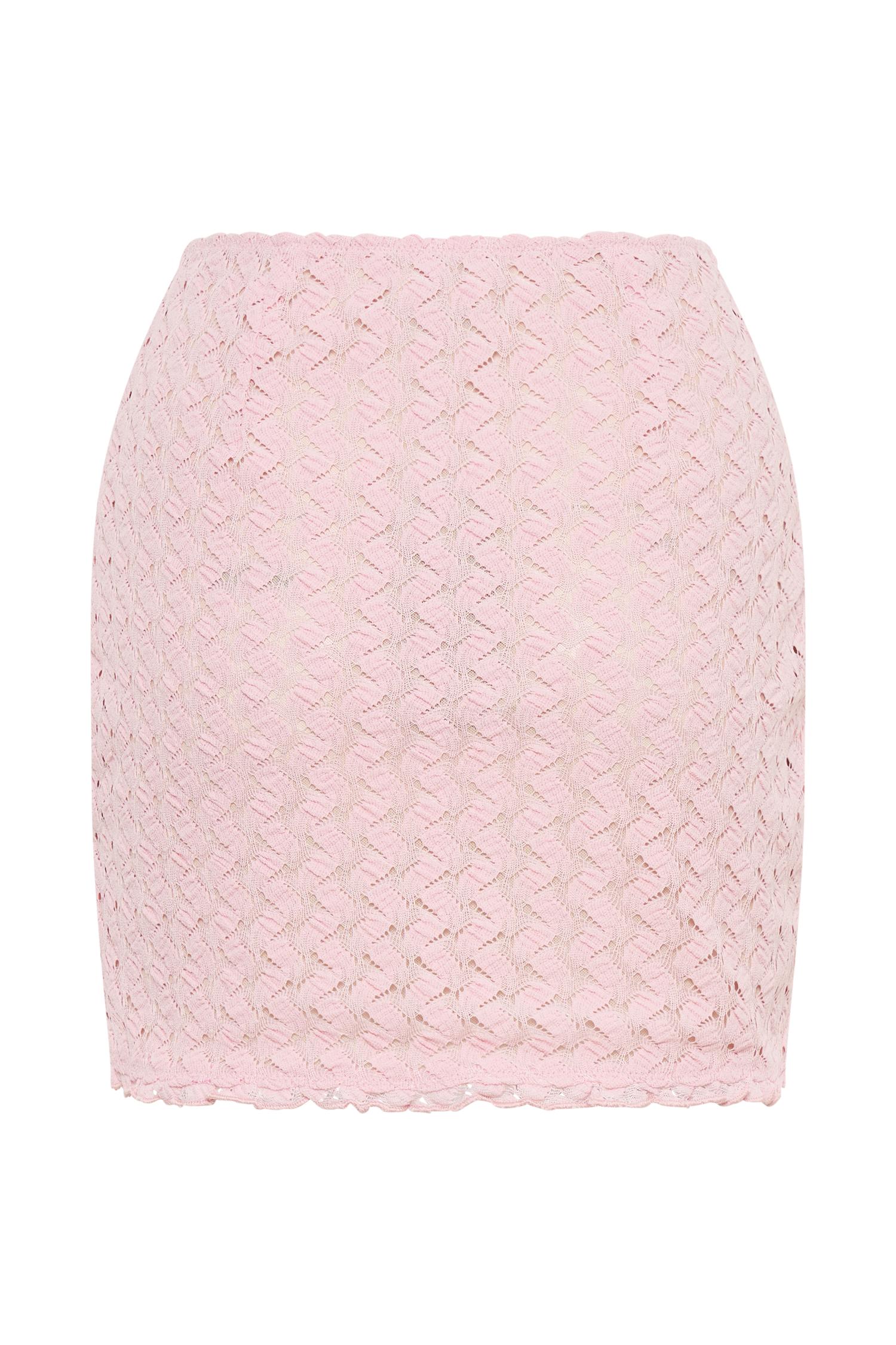 Morgan Mesh And Lace Mini Skirt - Powder Pink Product Image