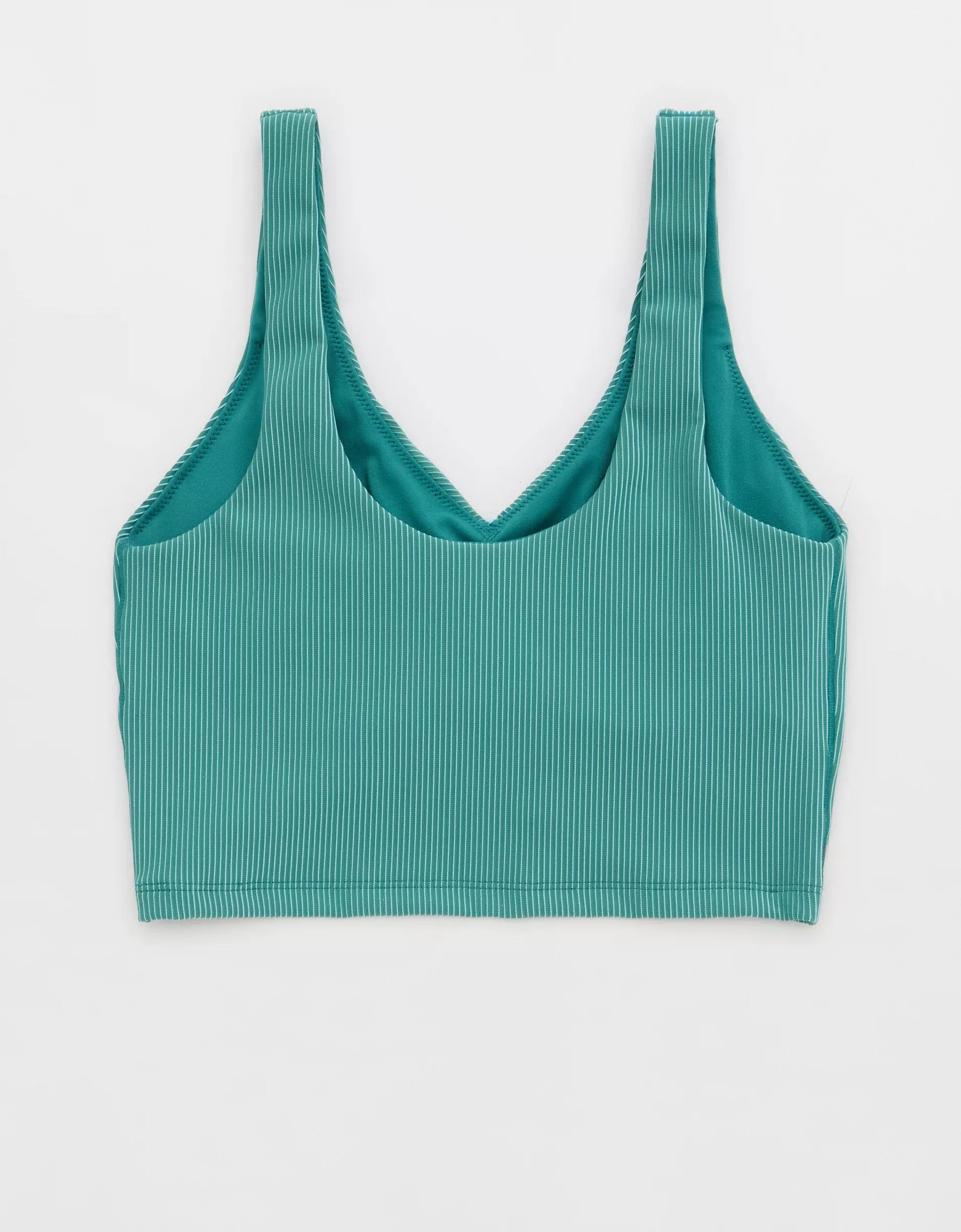 OFFLINE By Aerie Stripe Rib Ruched Low Key Sports Bra Product Image
