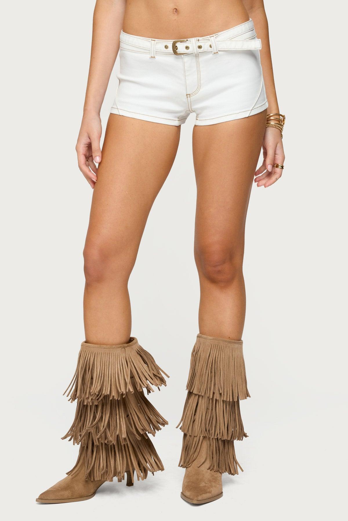 Ciel Low Rise Denim Micro Shorts Product Image