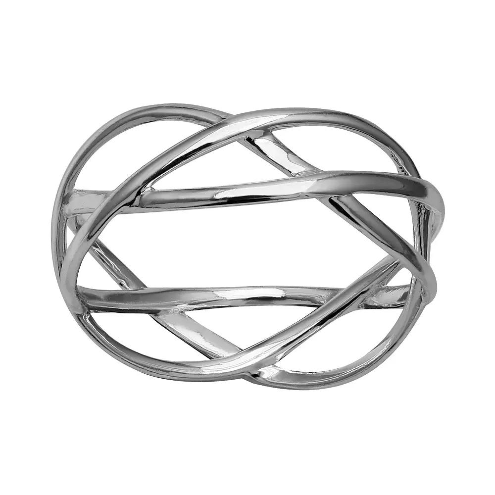 PRIMROSE Sterling Silver Crossover Band Ring, Women's, Size: 8, Silver Tone Product Image
