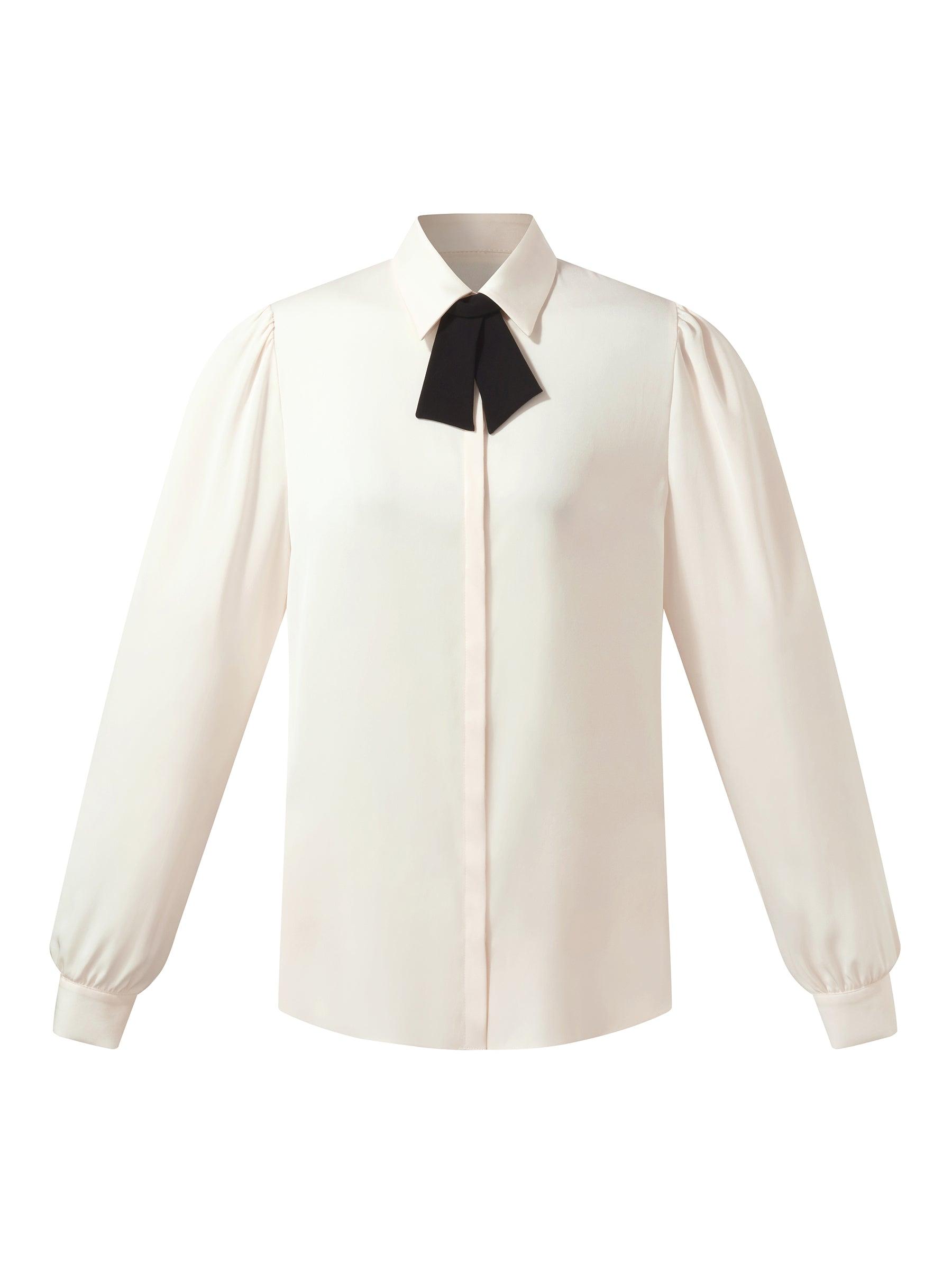 22MM Mulberry Silk Women Shirt With Detachable Bow Product Image