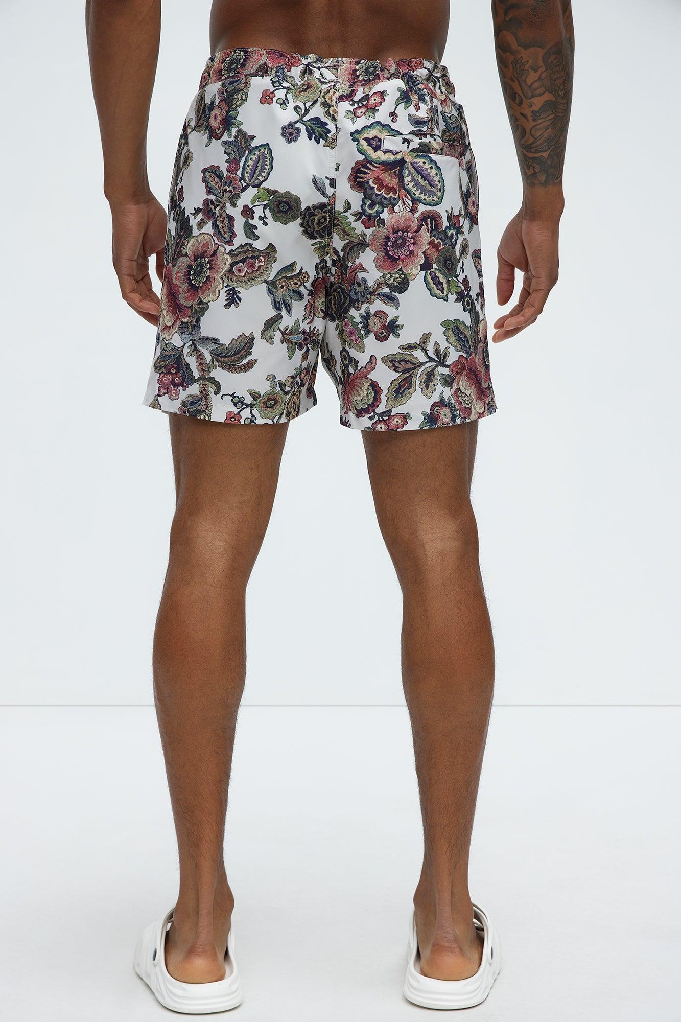 Floral Tapestry Swim Mid Trunk - Off White/combo Product Image