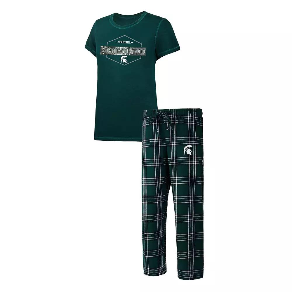 Women's Concepts Sport Green/Black Michigan State Spartans Badge T-Shirt & Flannel Pants Sleep Set,  Product Image