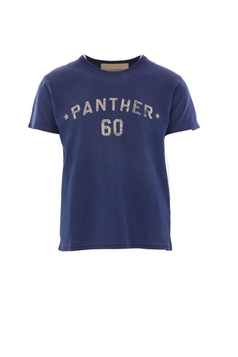 VALENTINO Garavani Navy Cotton T-shirt In Blue Product Image