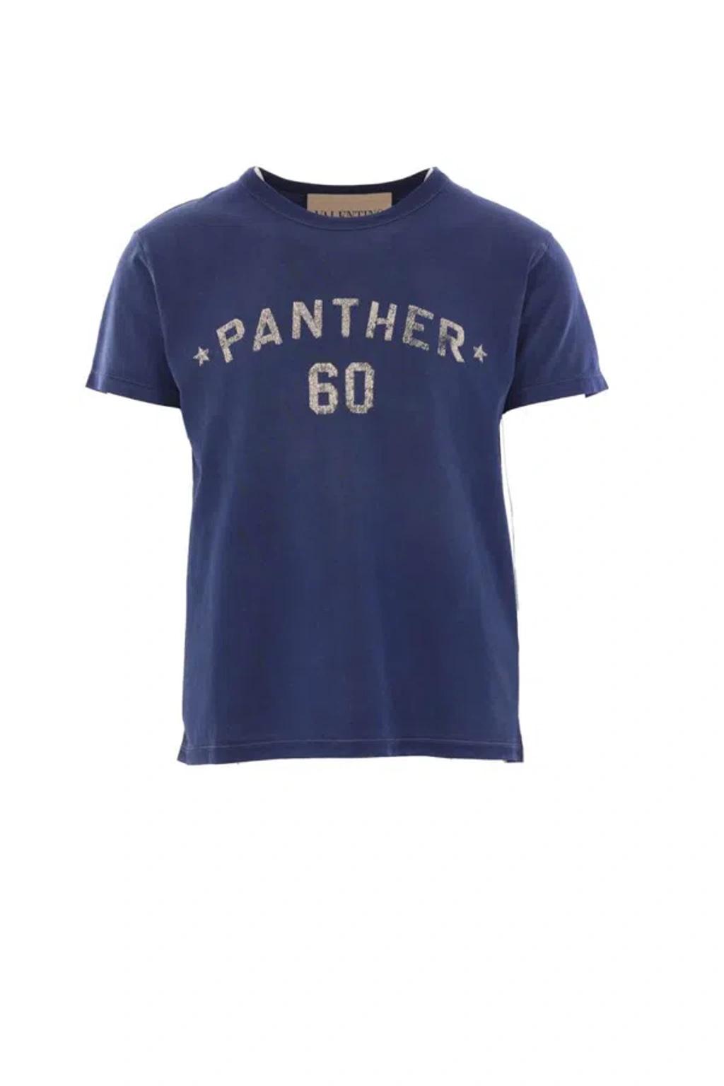 VALENTINO Garavani Navy Cotton T-shirt In Blue Product Image